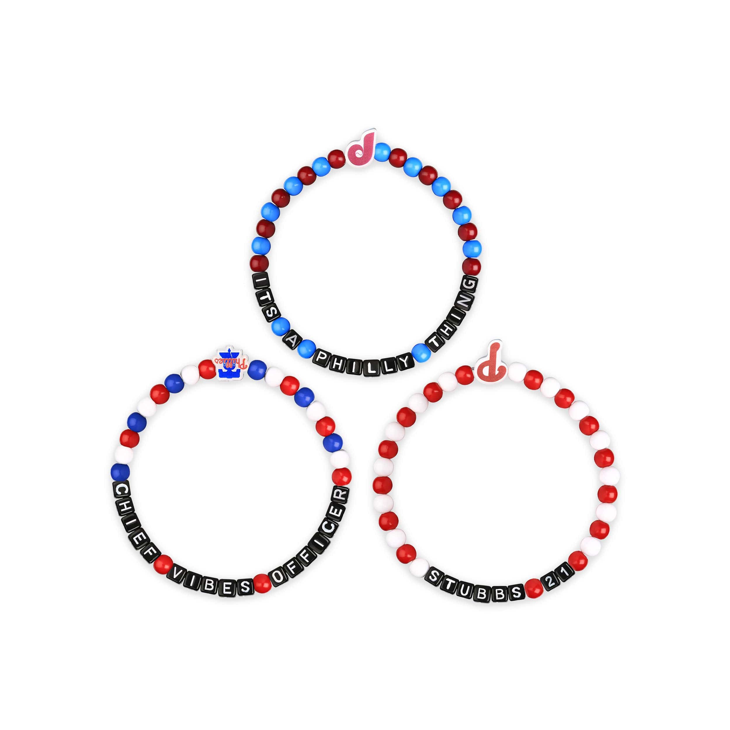 Philadelphia Phillies MLB Garrett Stubbs 3 Pack Player Beaded Friendship Bracelet - Image 3