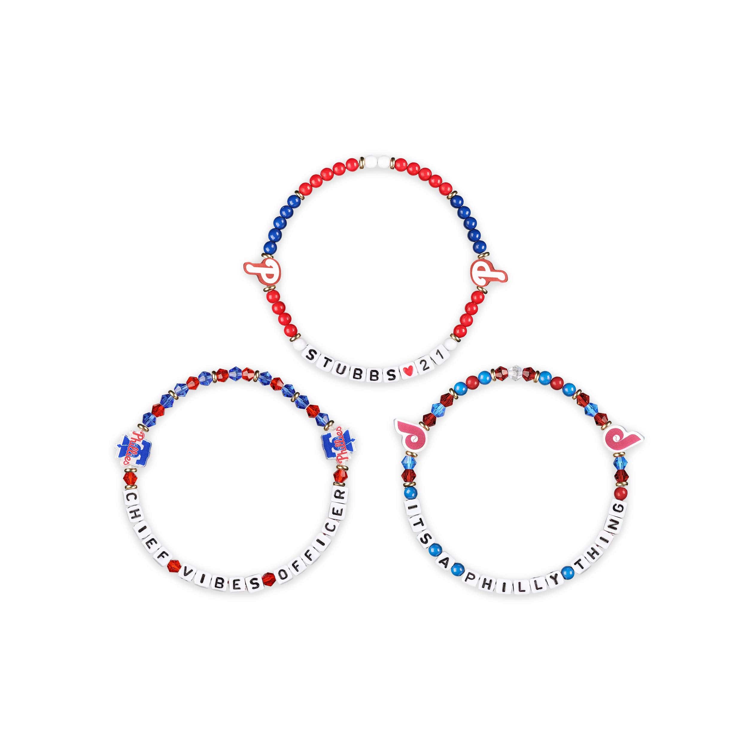 Philadelphia Phillies MLB Garrett Stubbs 3 Pack Player Friendship Bracelet - Image 3