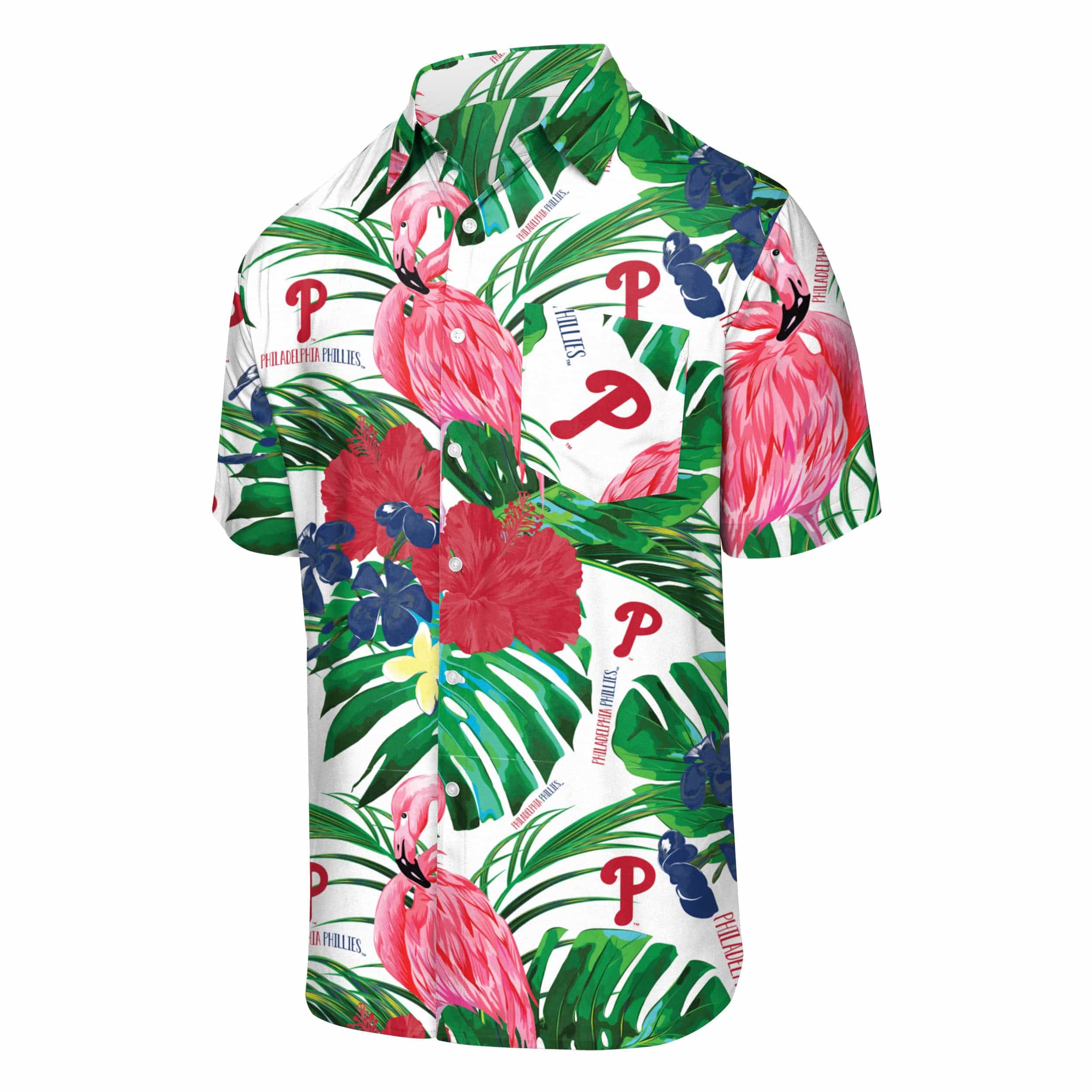 Philadelphia Phillies MLB Mens Flamingo Button Up Shirt - Image 4