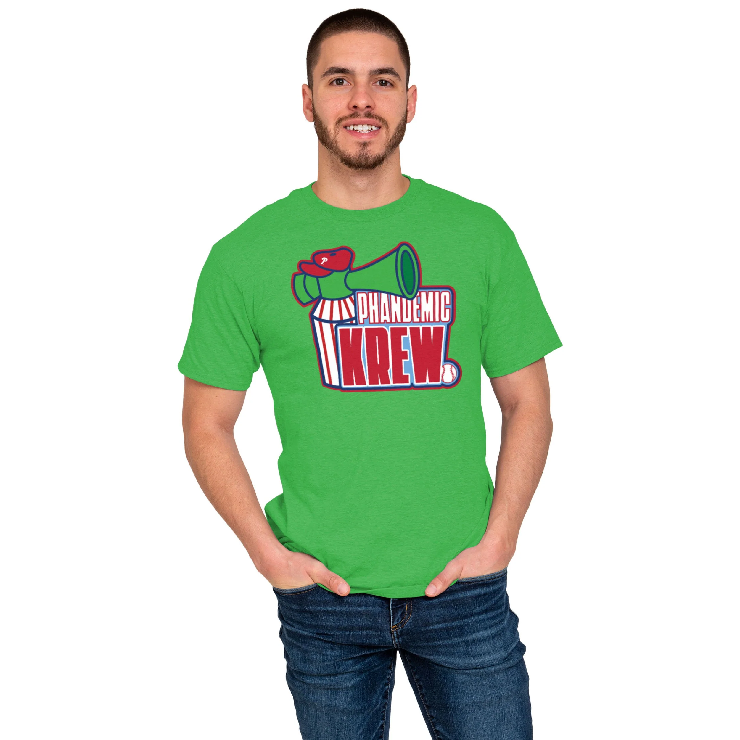 Philadelphia Phillies MLB Mens Green Phandemic Krew T-Shirt