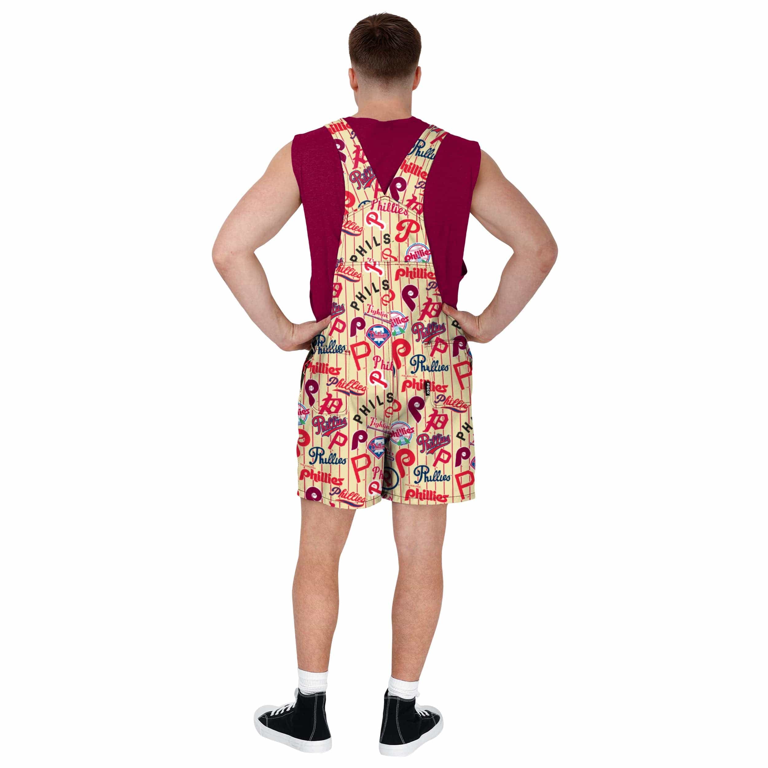 Philadelphia Phillies MLB Mens Historic Print Bib Shortalls - Image 2