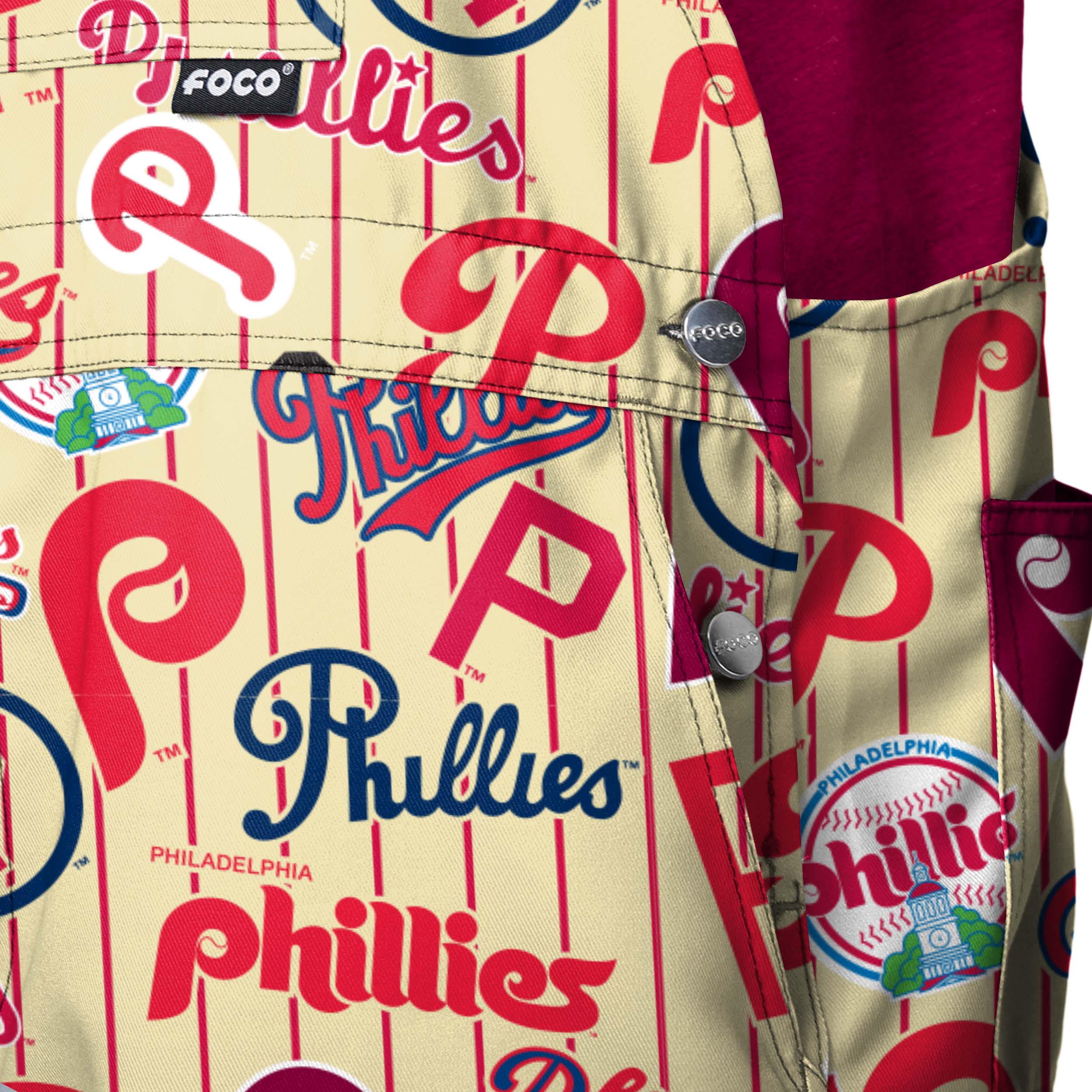 Philadelphia Phillies MLB Mens Historic Print Bib Shortalls - Image 5