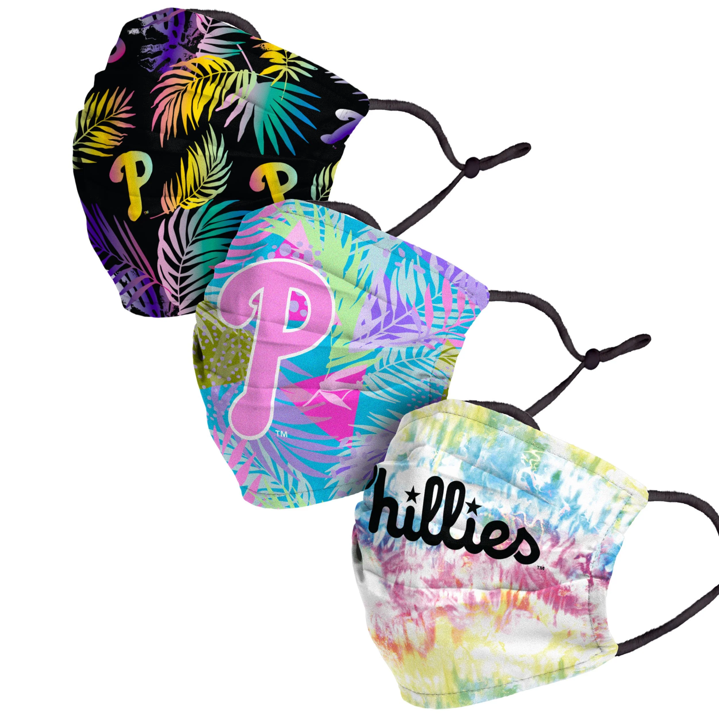 Philadelphia Phillies MLB Neon Floral 3 Pack Face Cover - Image 2