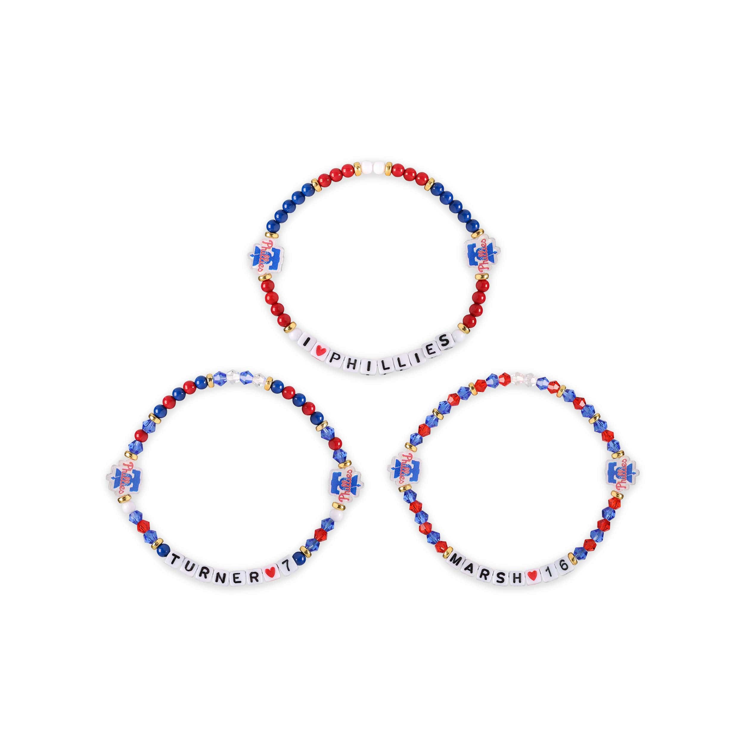 Philadelphia Phillies MLB Trea Turner & Brandon Marsh 3 Pack Player Friendship Bracelet - Image 3