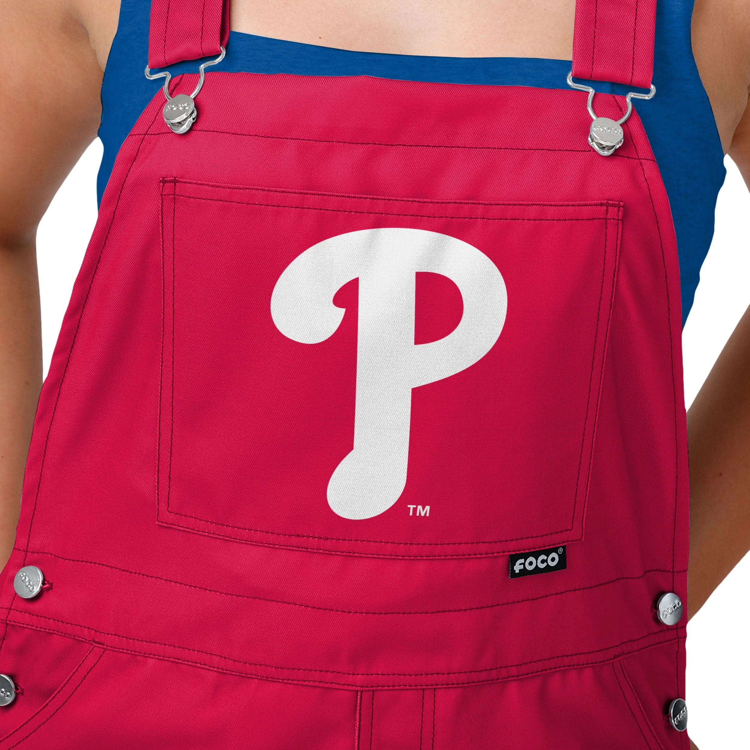 Philadelphia Phillies MLB Womens Big Logo Bib Overalls - Image 4