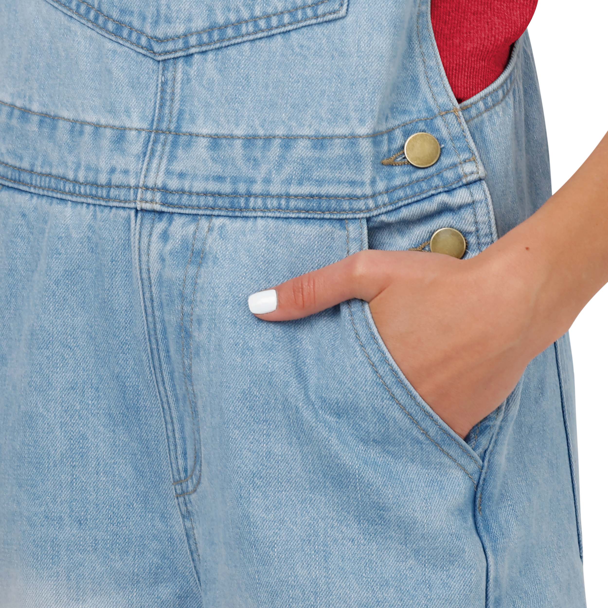 Philadelphia Phillies MLB Womens Big Logo Denim Bib Shortalls - Image 4