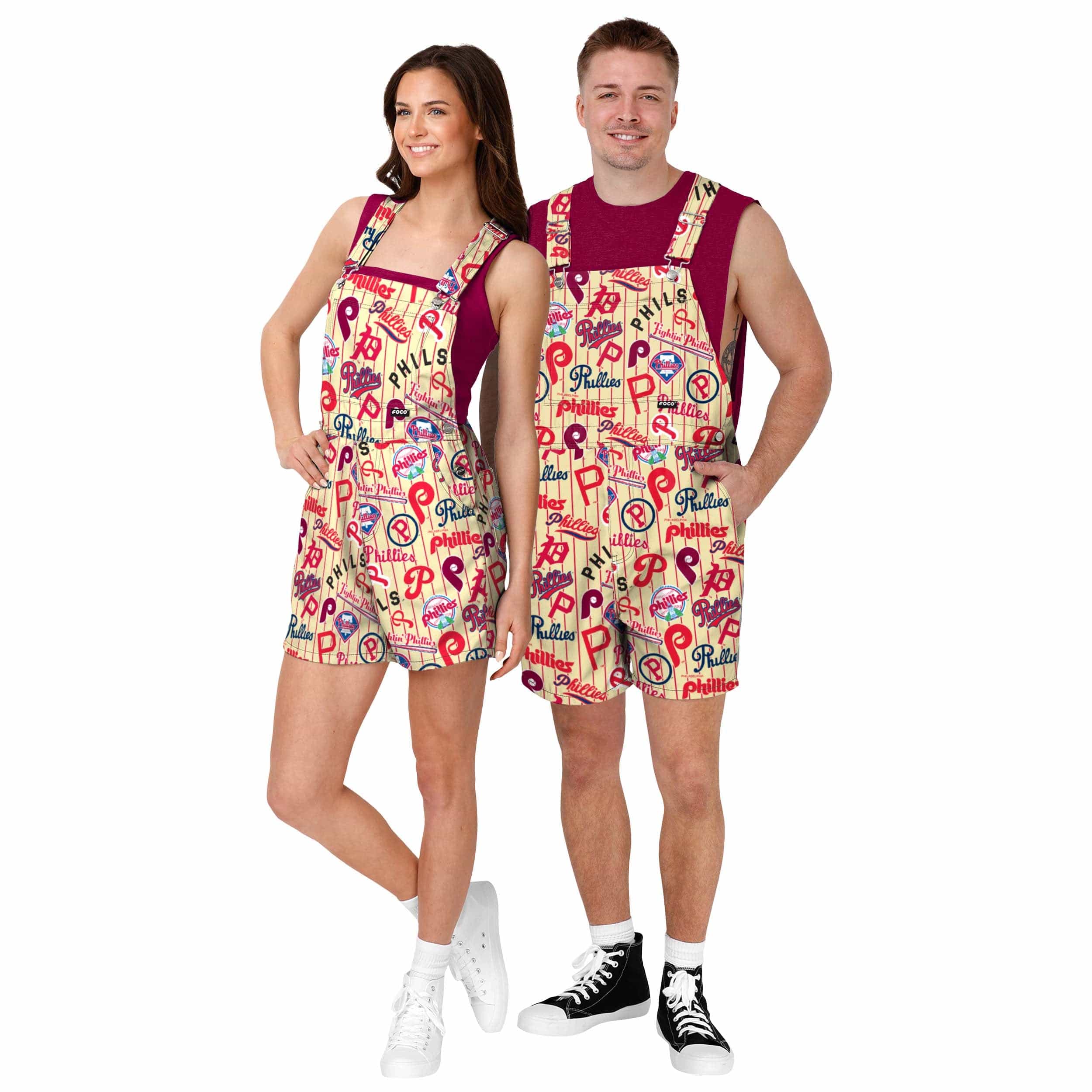 Philadelphia Phillies MLB Womens Historic Print Bib Shortalls - Image 3
