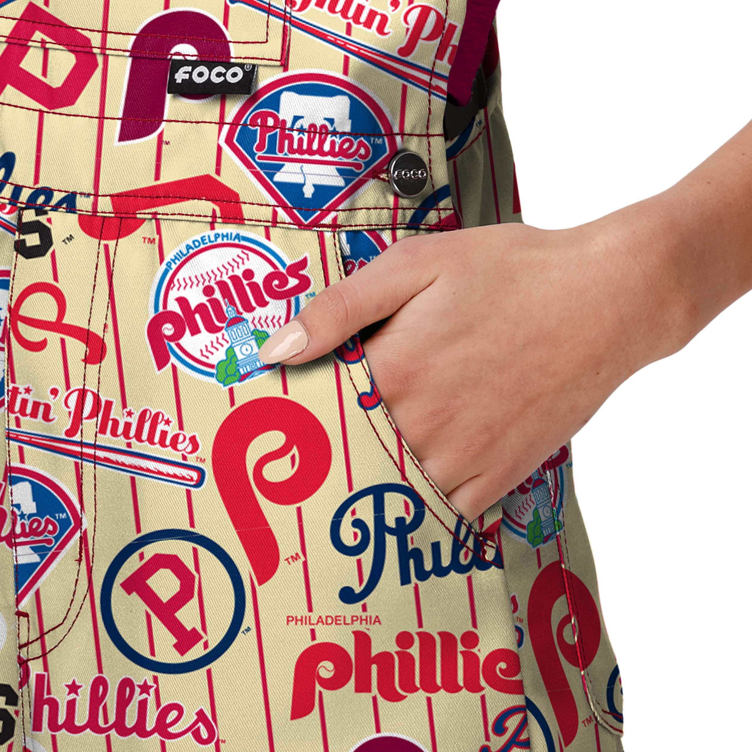 Philadelphia Phillies MLB Womens Historic Print Bib Shortalls - Image 5