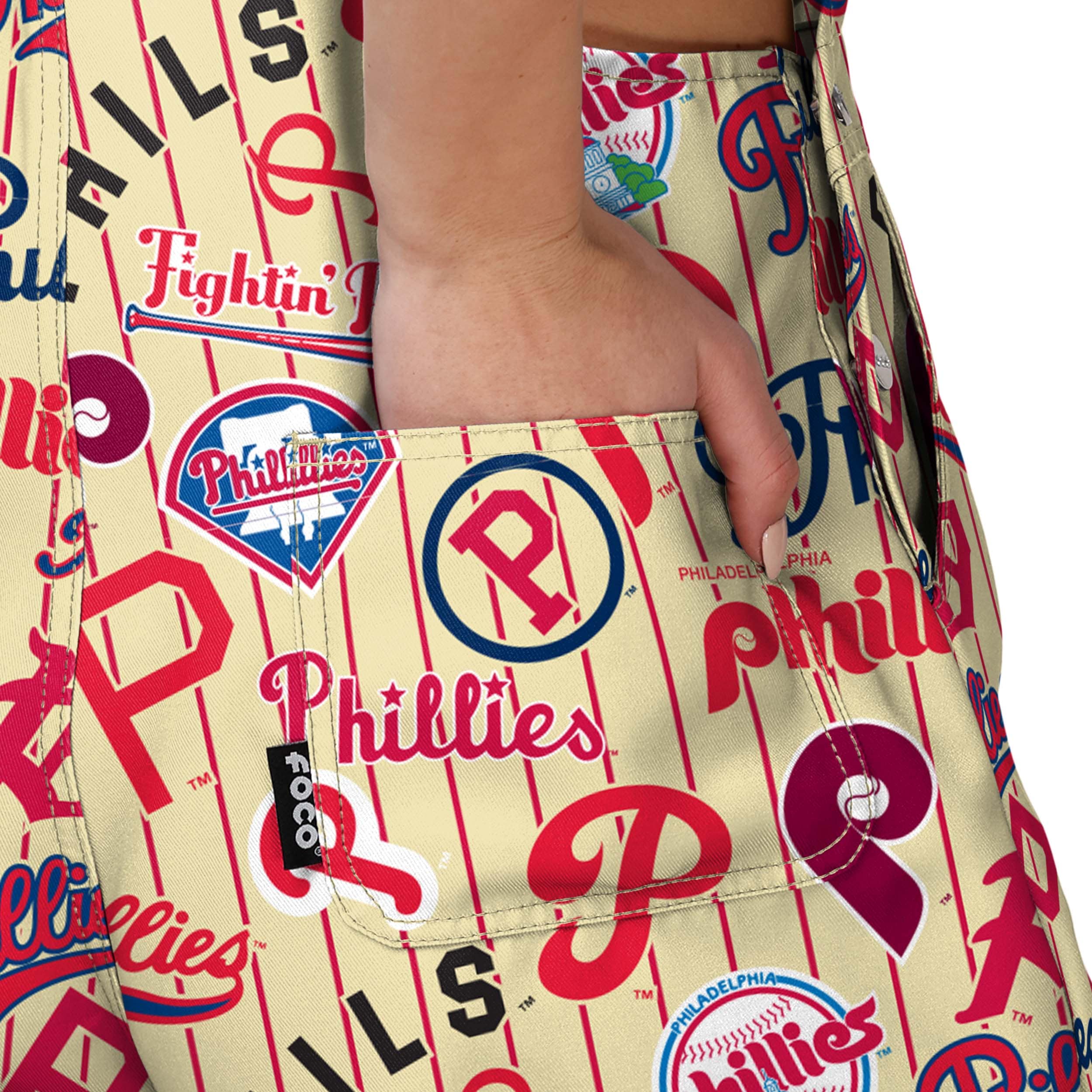 Philadelphia Phillies MLB Womens Historic Print Bib Shortalls - Image 6