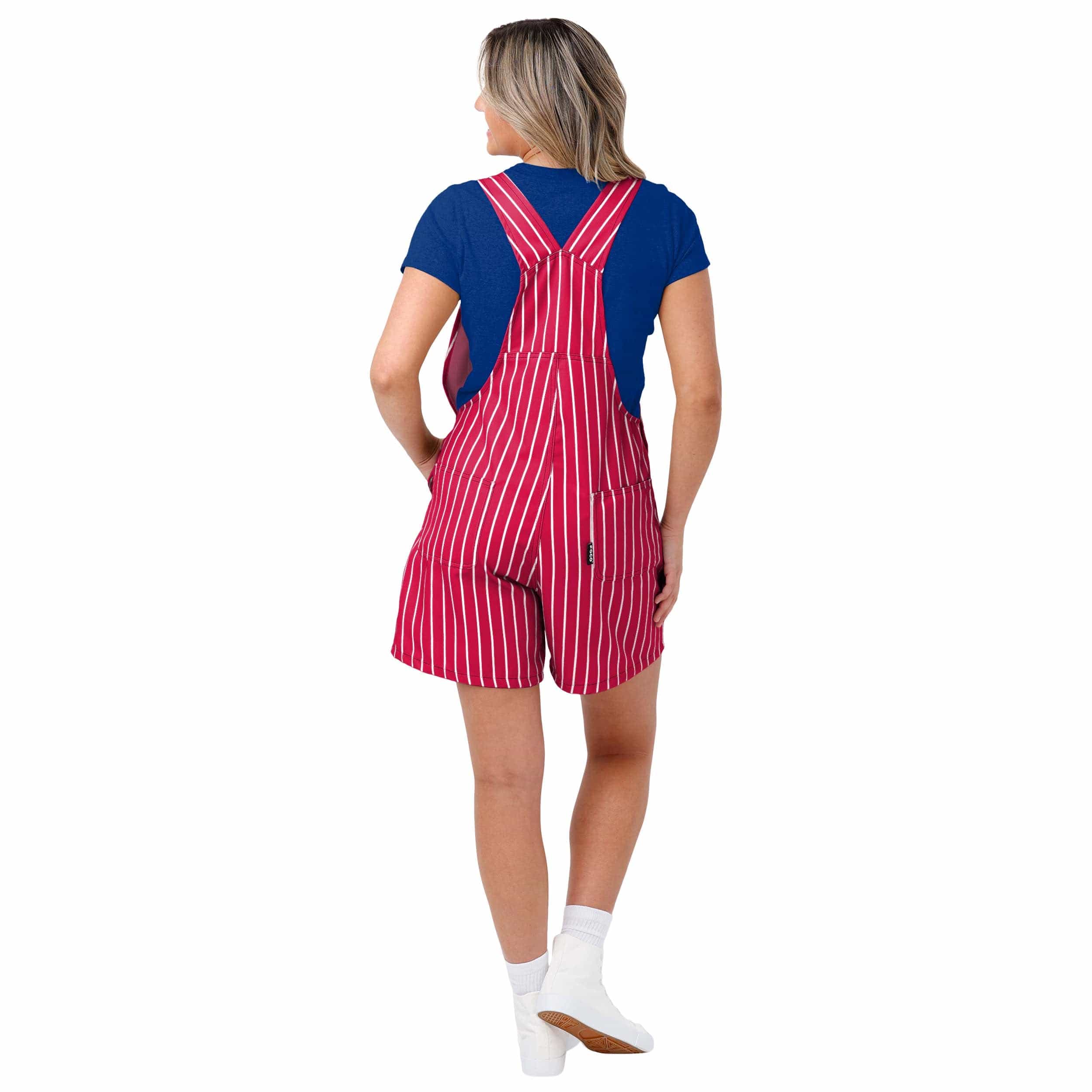 Philadelphia Phillies MLB Womens Pinstripe Bib Shortalls - Image 2