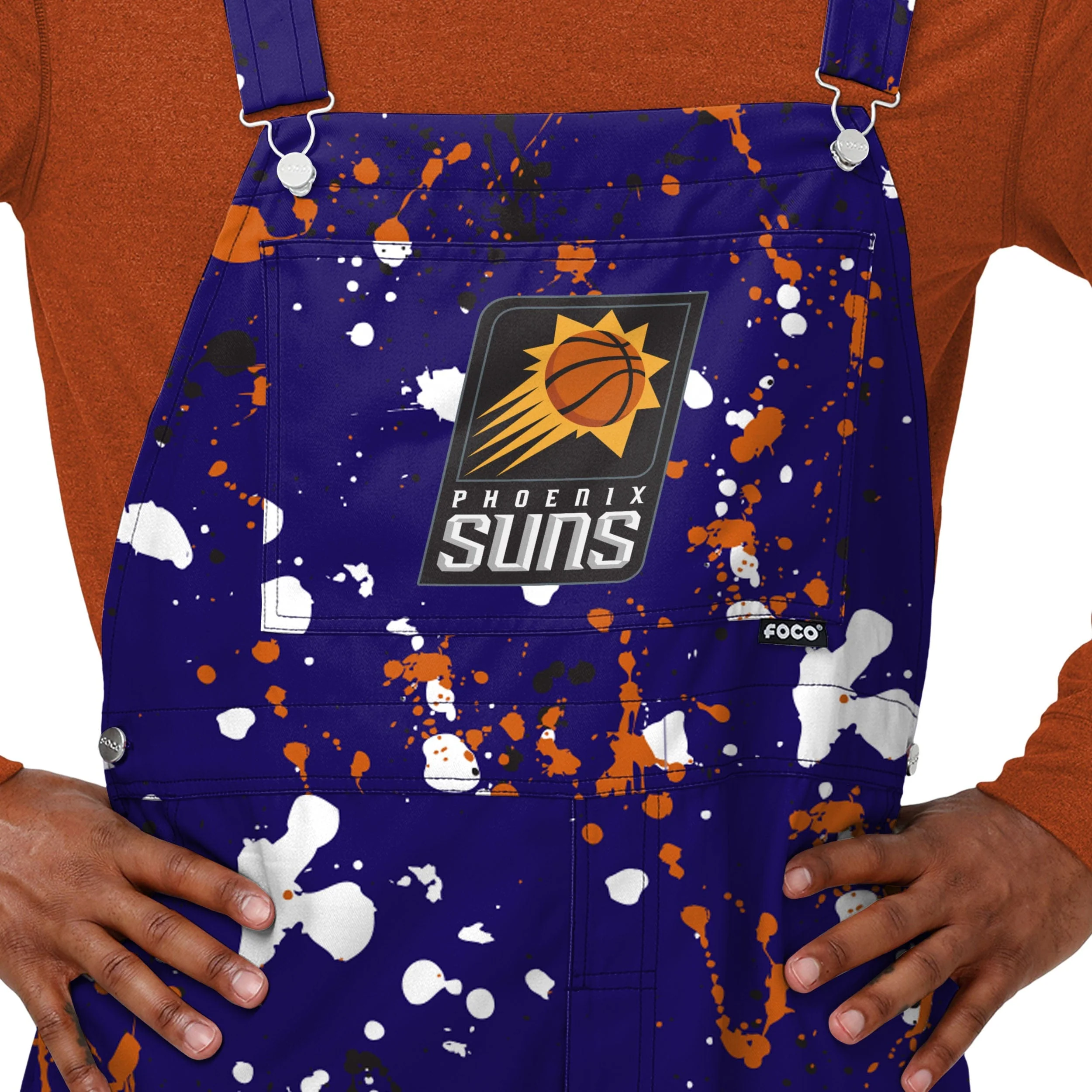 Phoenix Suns NBA Mens Paint Splatter Bib Overalls - Image 3
