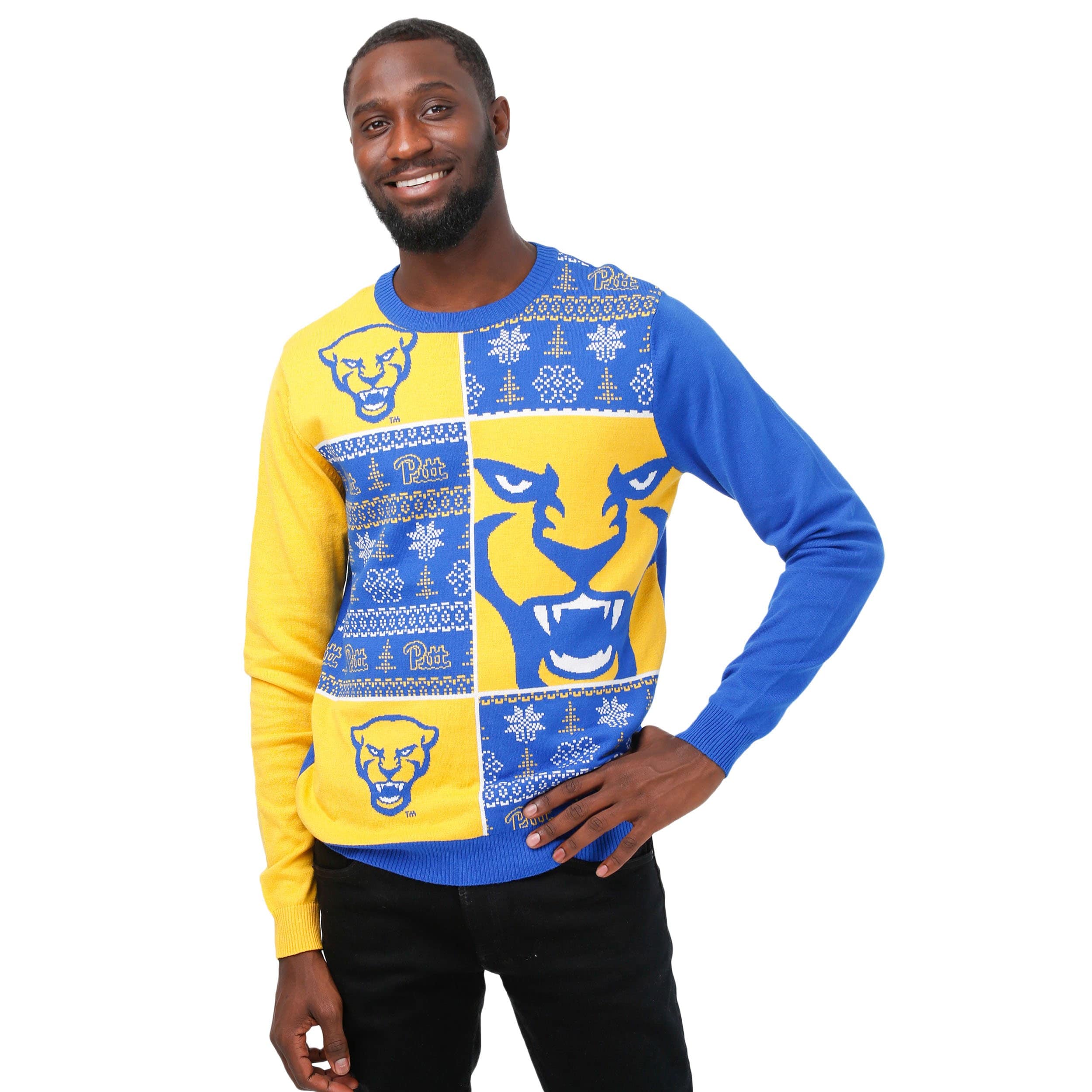 Pittsburgh Panthers NCAA Mens Busy Block Snowfall Sweater - Image 2