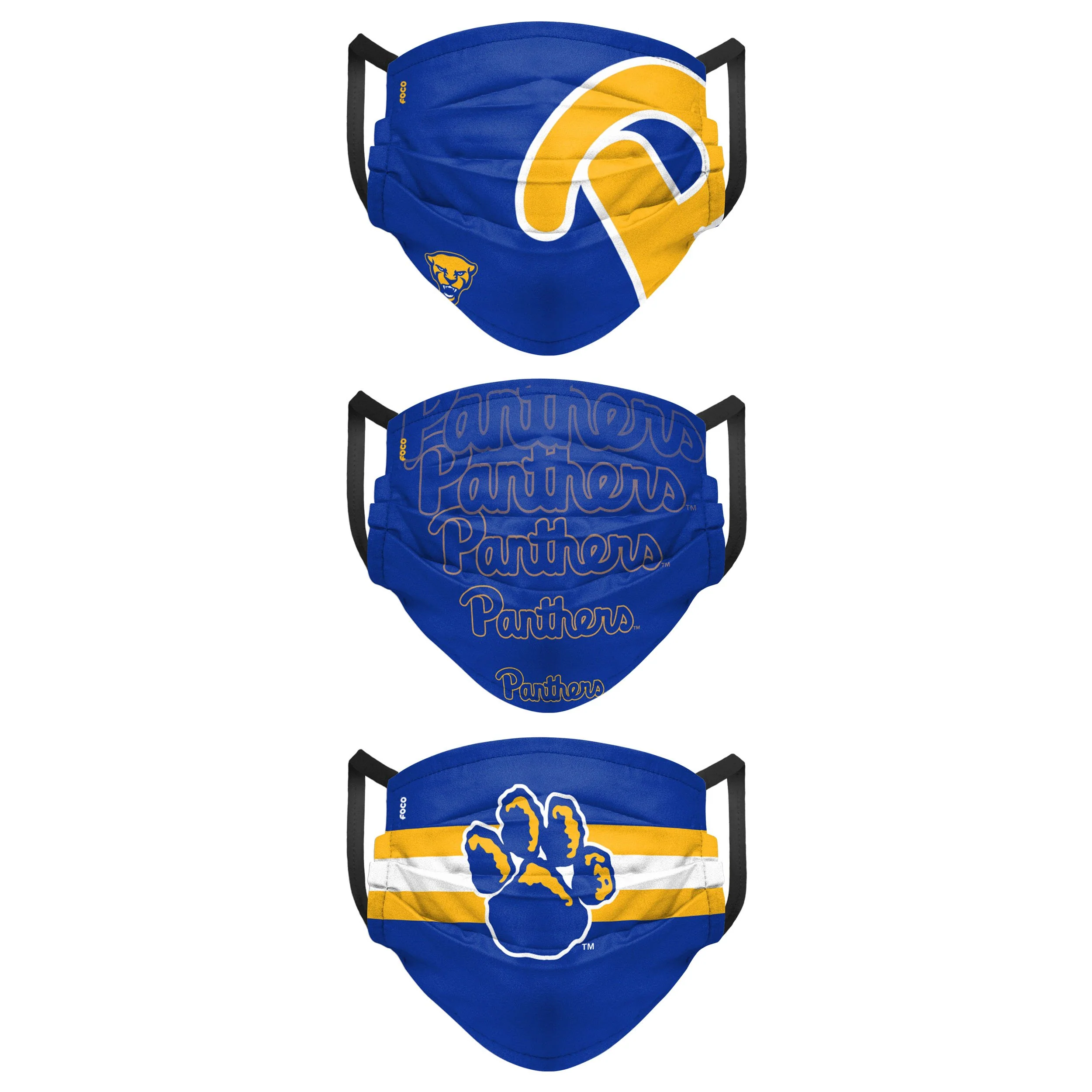 Pittsburgh Panthers NCAA Mens Matchday 3 Pack Face Cover - Image 2