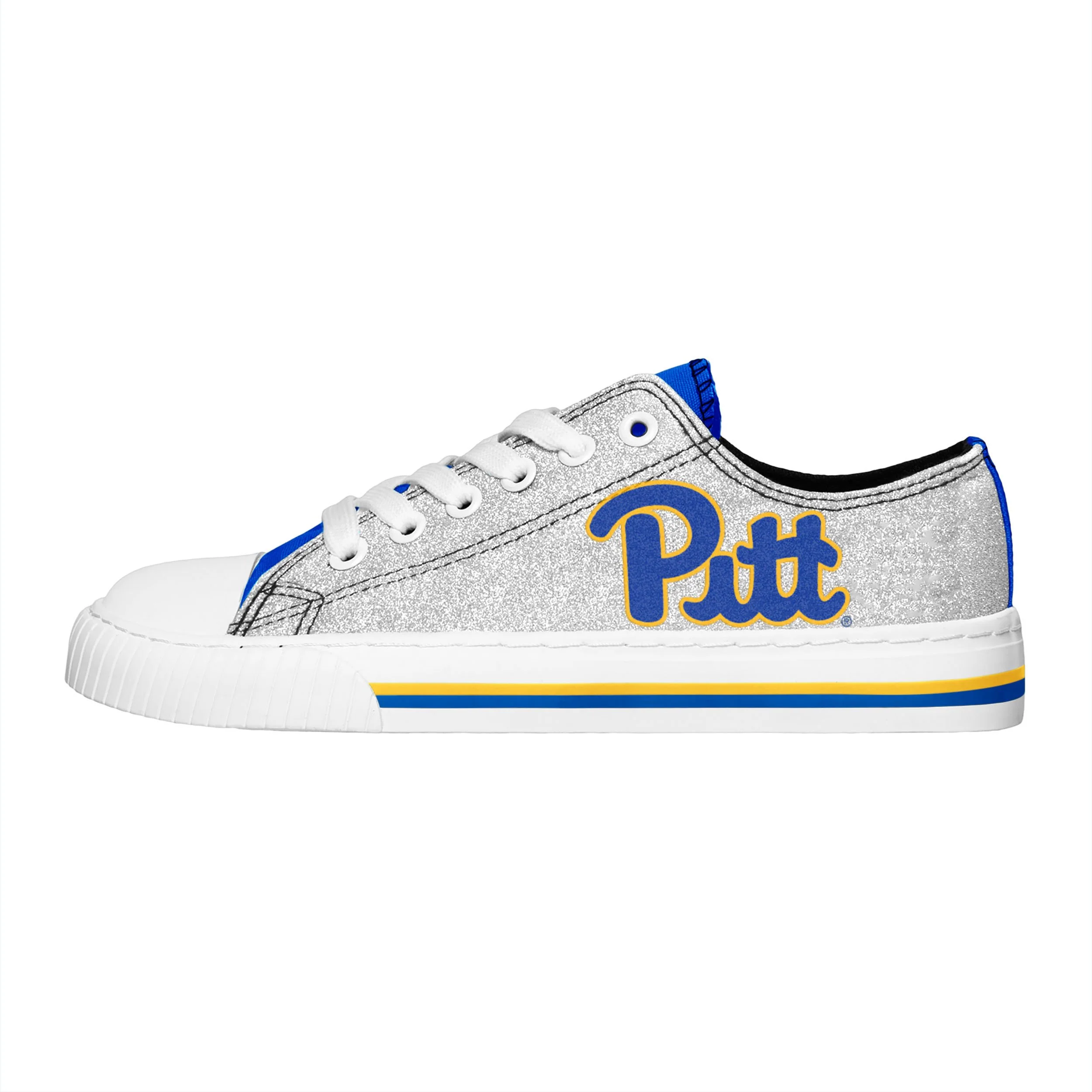 Pittsburgh Panthers NCAA Womens Glitter Low Top Canvas Shoes - Image 2