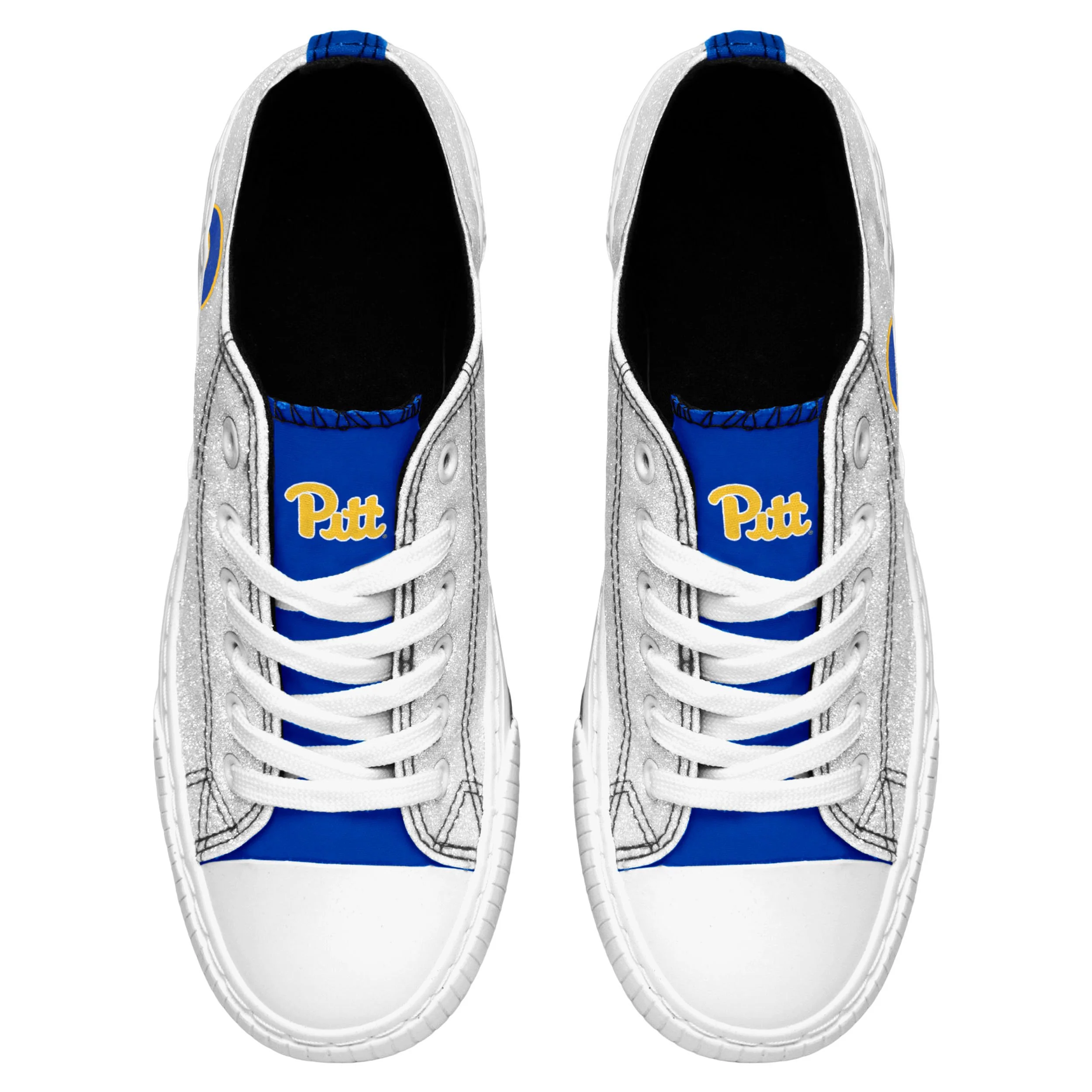 Pittsburgh Panthers NCAA Womens Glitter Low Top Canvas Shoes - Image 3