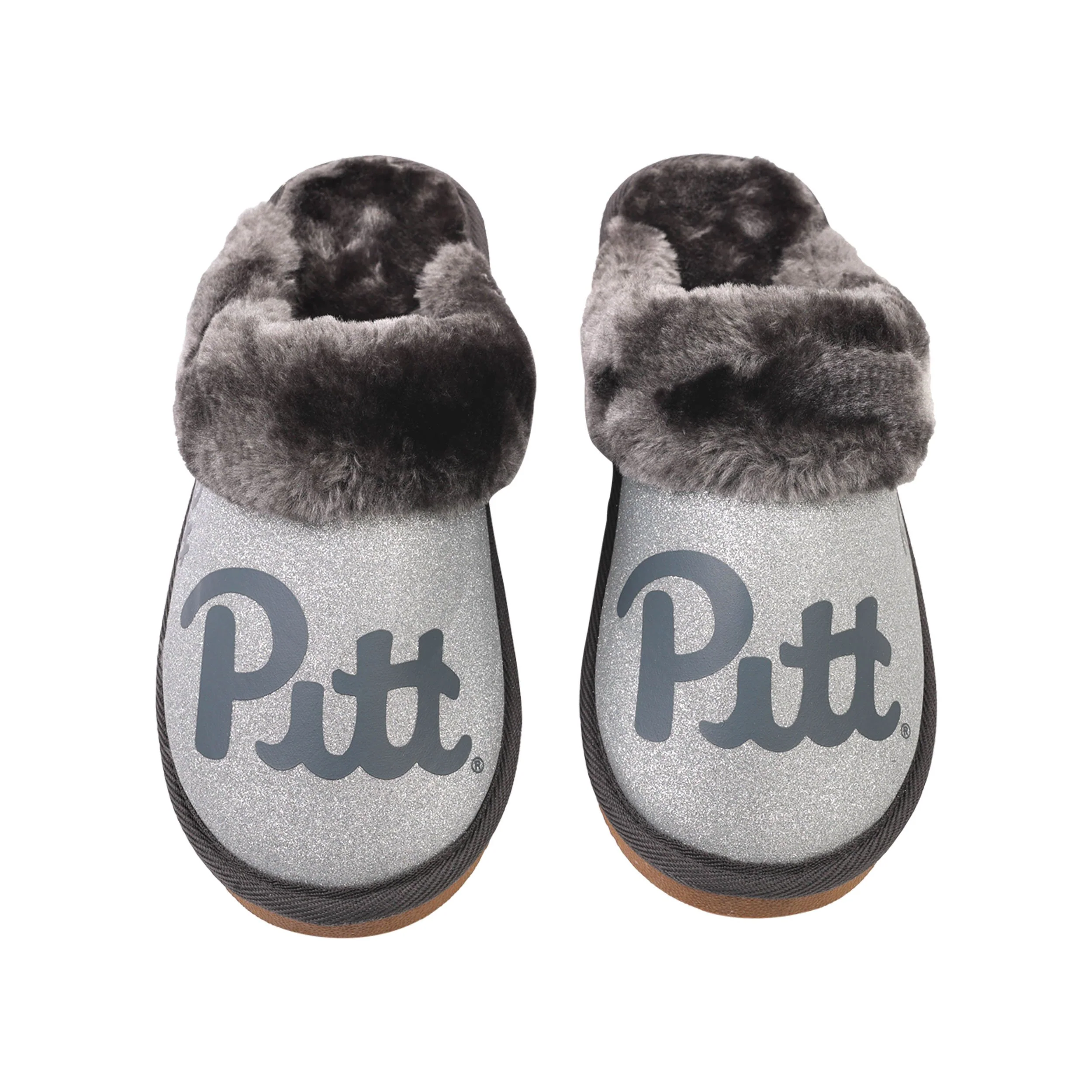 Pittsburgh Panthers NCAA Womens Glitter Open Back Fur Moccasin Slippers - Image 2