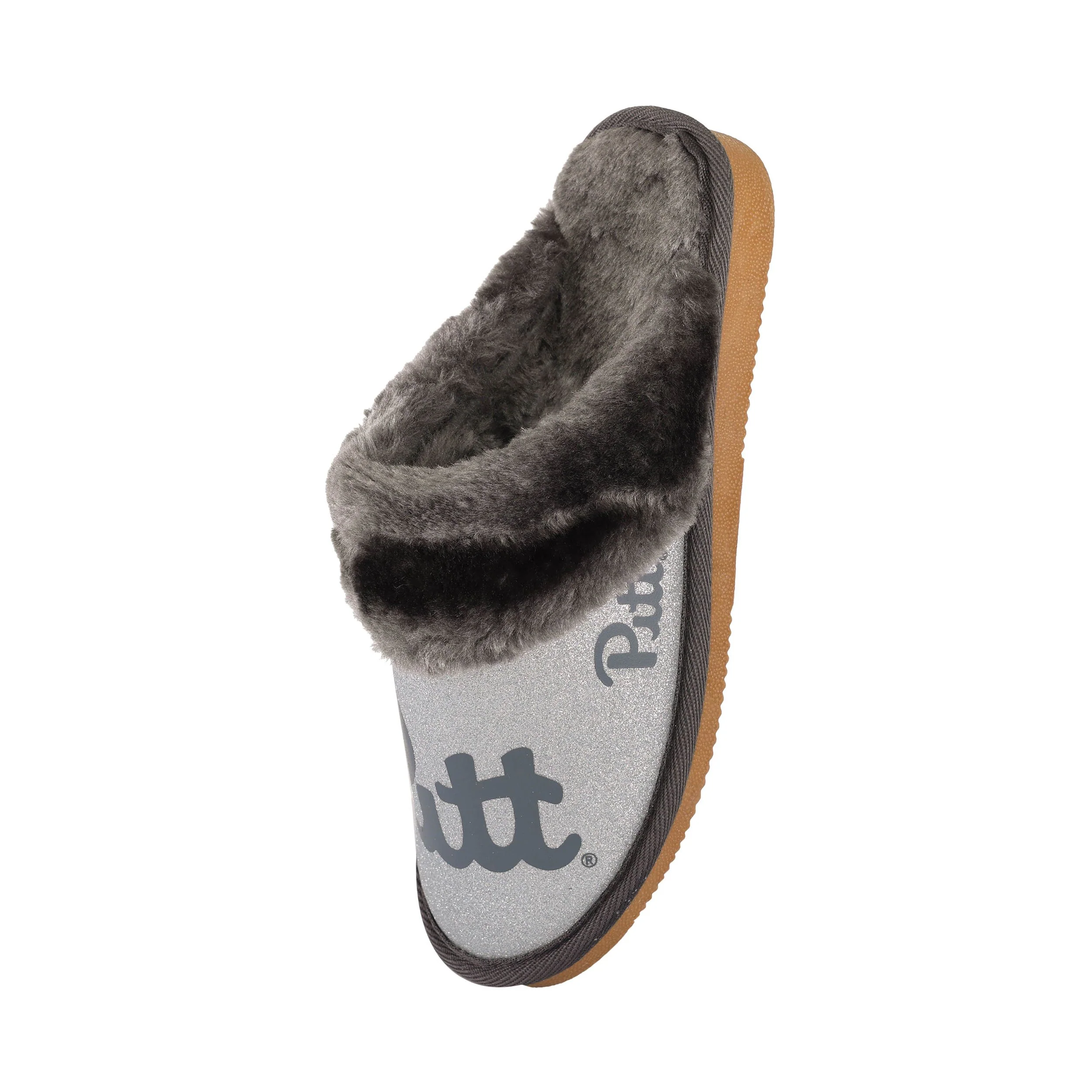 Pittsburgh Panthers NCAA Womens Glitter Open Back Fur Moccasin Slippers - Image 3