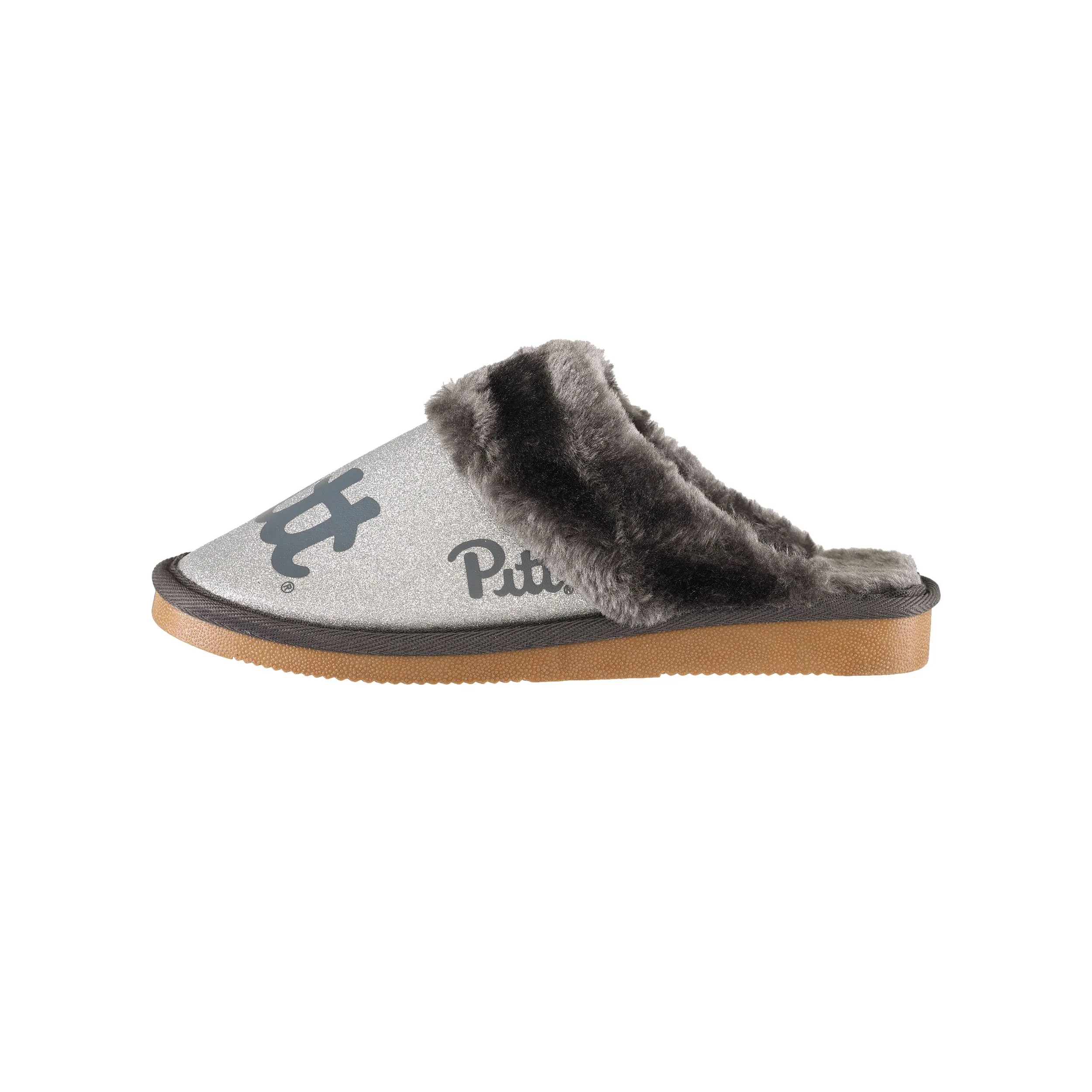 Pittsburgh Panthers NCAA Womens Glitter Open Back Fur Moccasin Slippers - Image 4