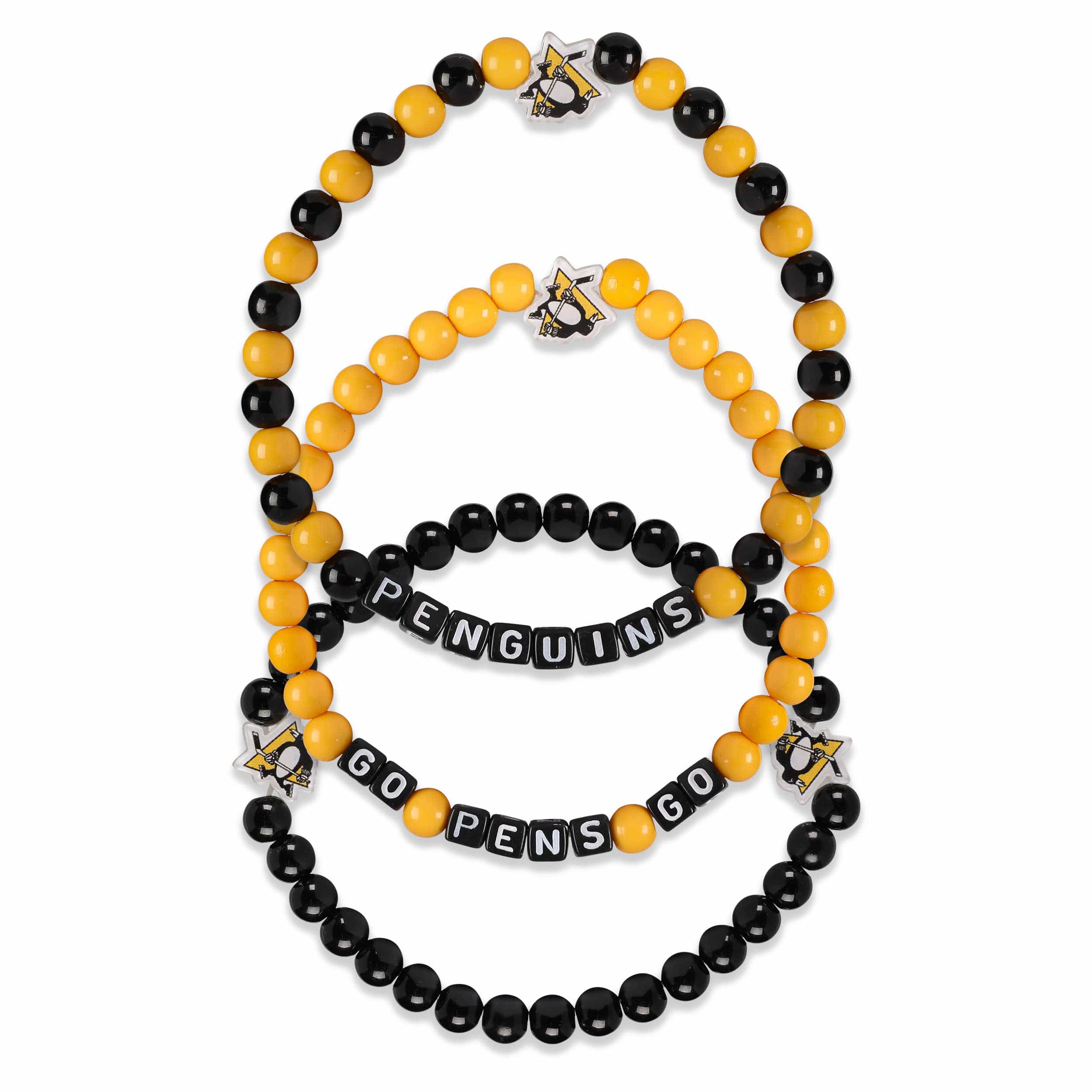 Pittsburgh Penguins NHL 3 Pack Beaded Friendship Bracelet