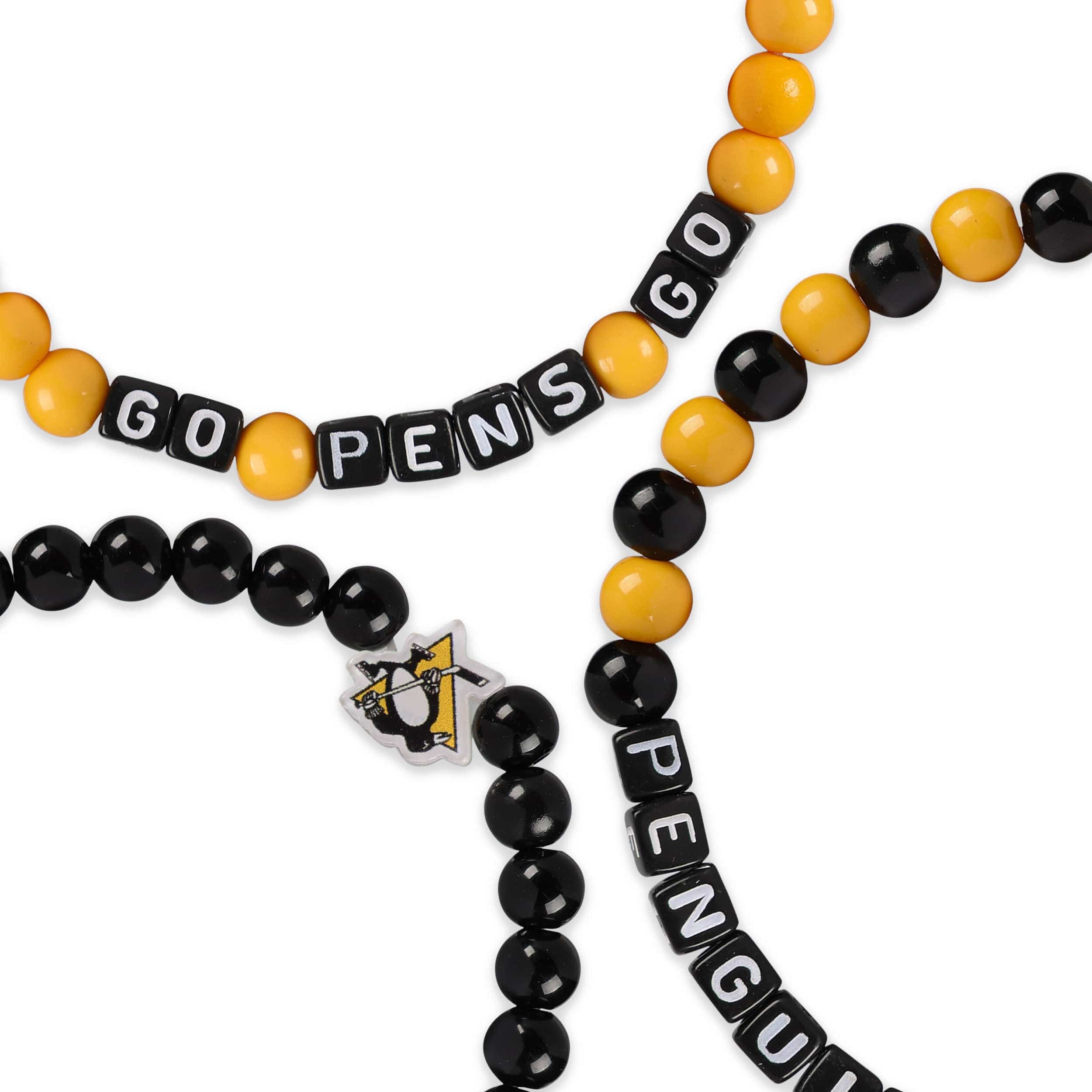 Pittsburgh Penguins NHL 3 Pack Beaded Friendship Bracelet - Image 2