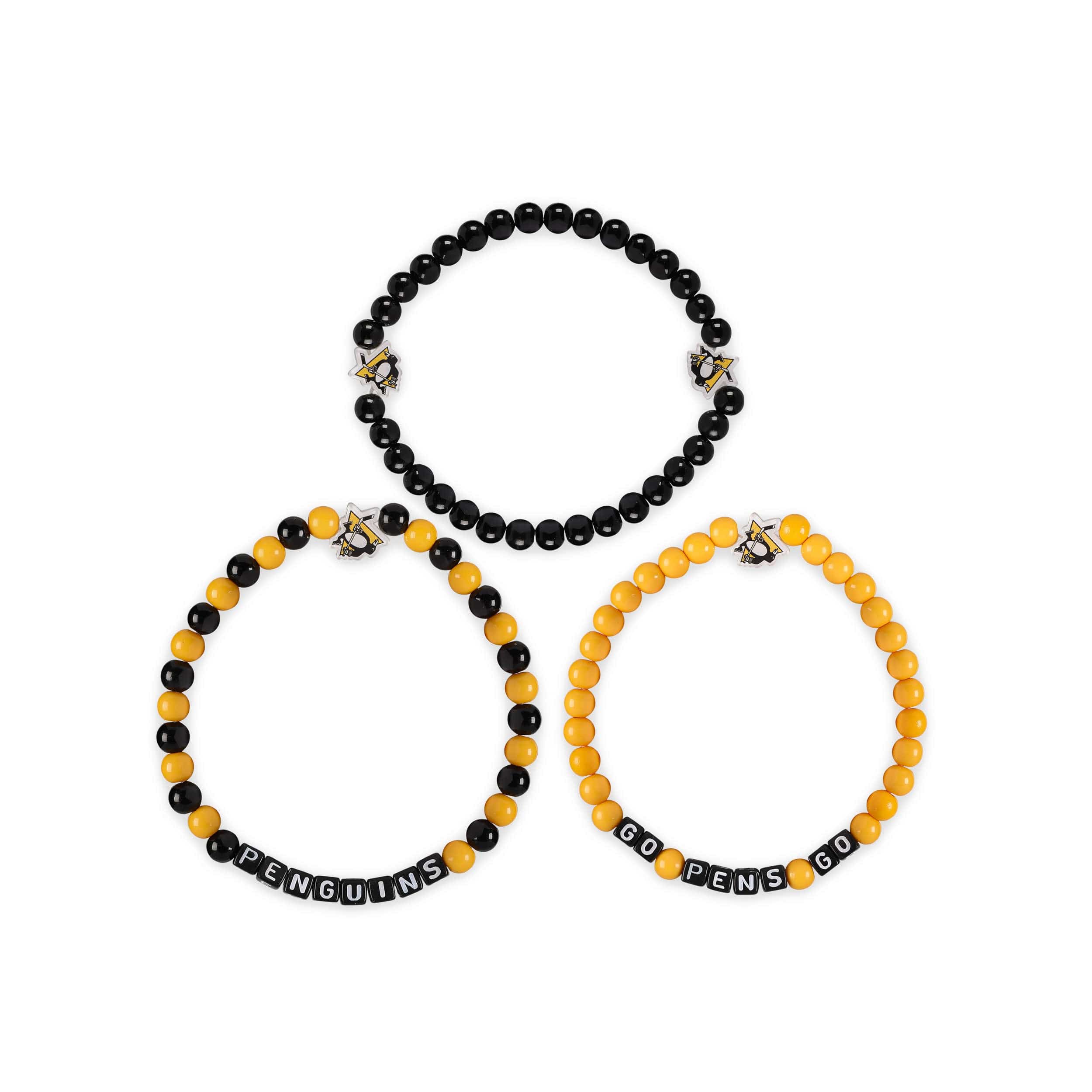 Pittsburgh Penguins NHL 3 Pack Beaded Friendship Bracelet - Image 3