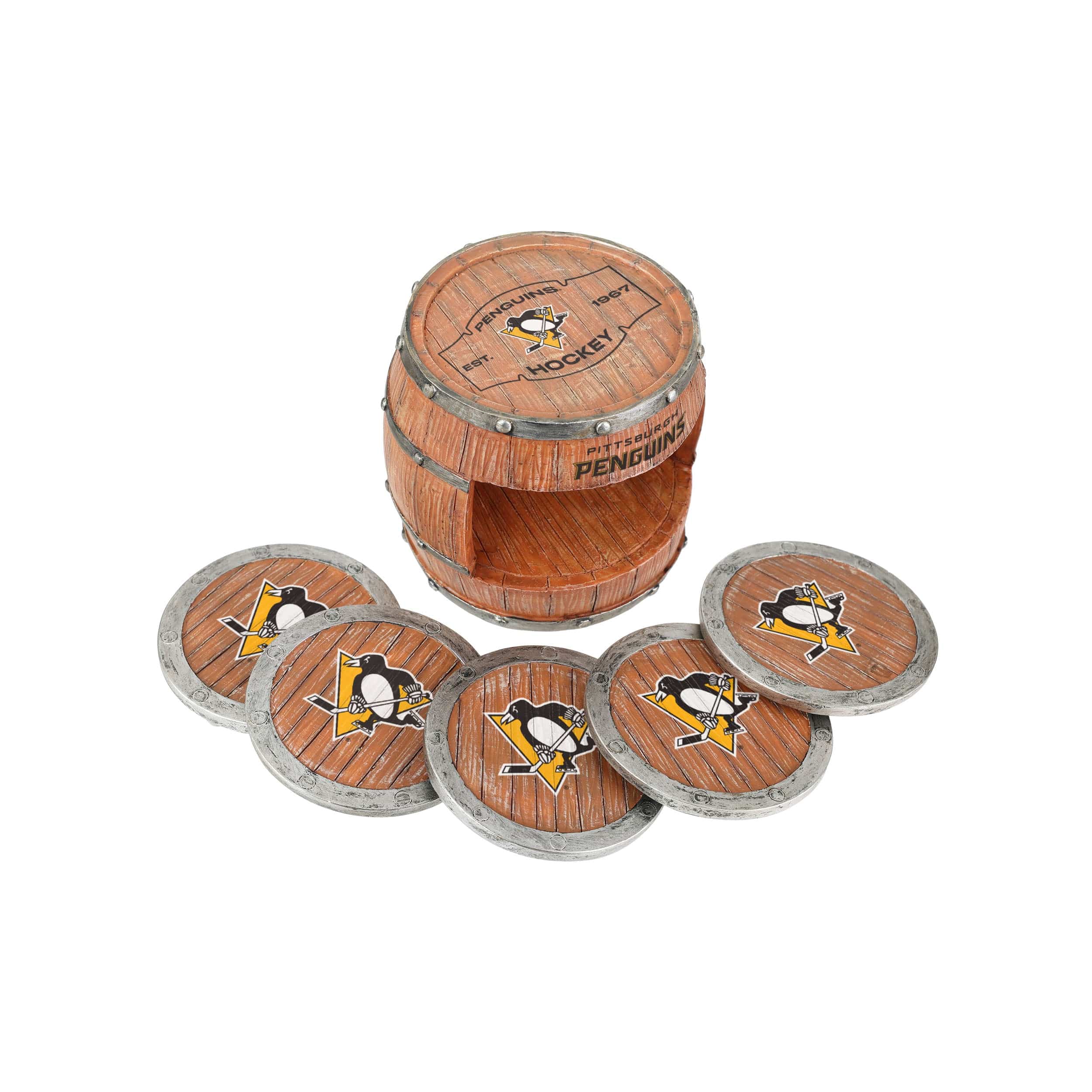 Pittsburgh Penguins NHL 5 Pack Barrel Coaster Set - Image 3
