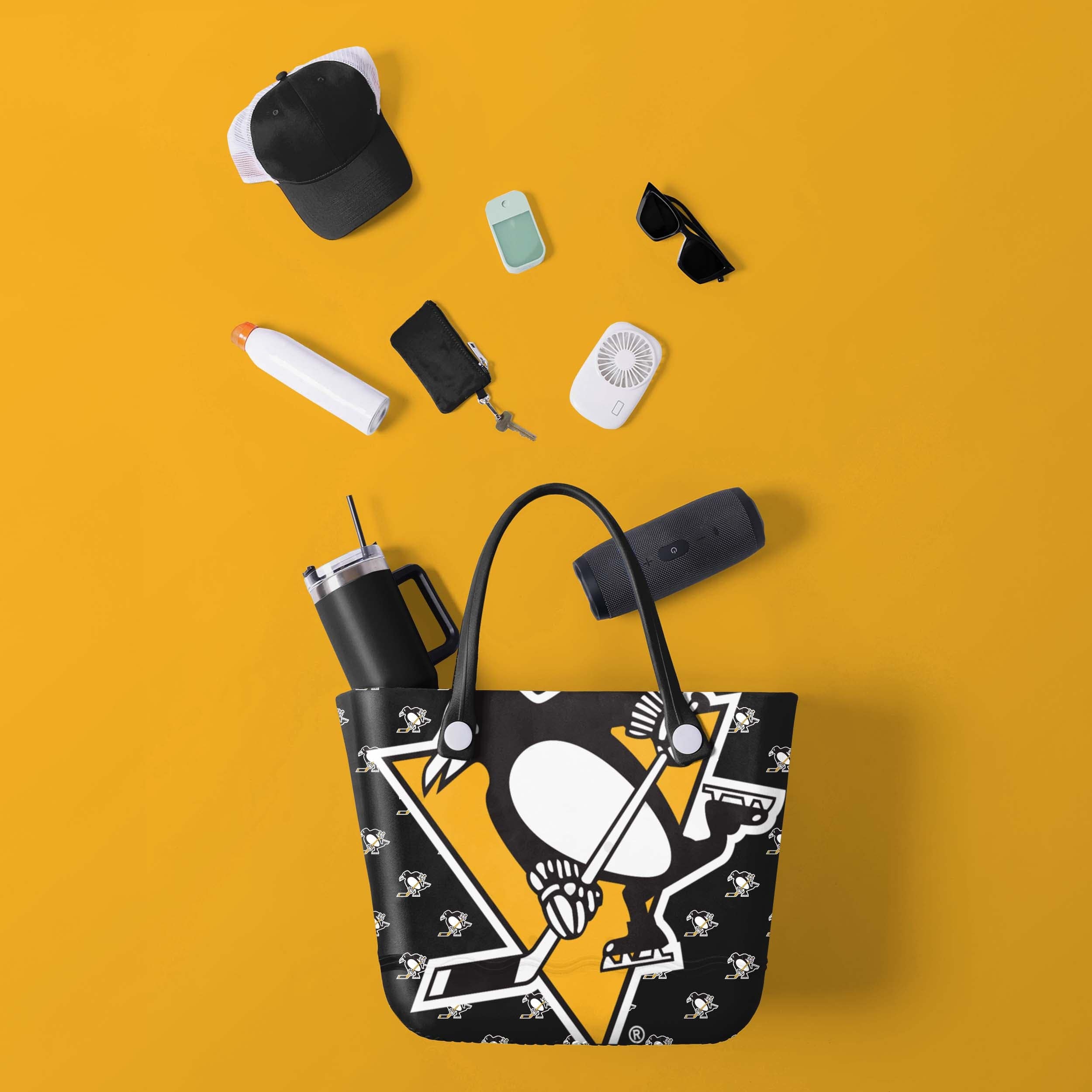 Pittsburgh Penguins NHL Big Logo Mini Print Tailgate Tote Bag - Image 2