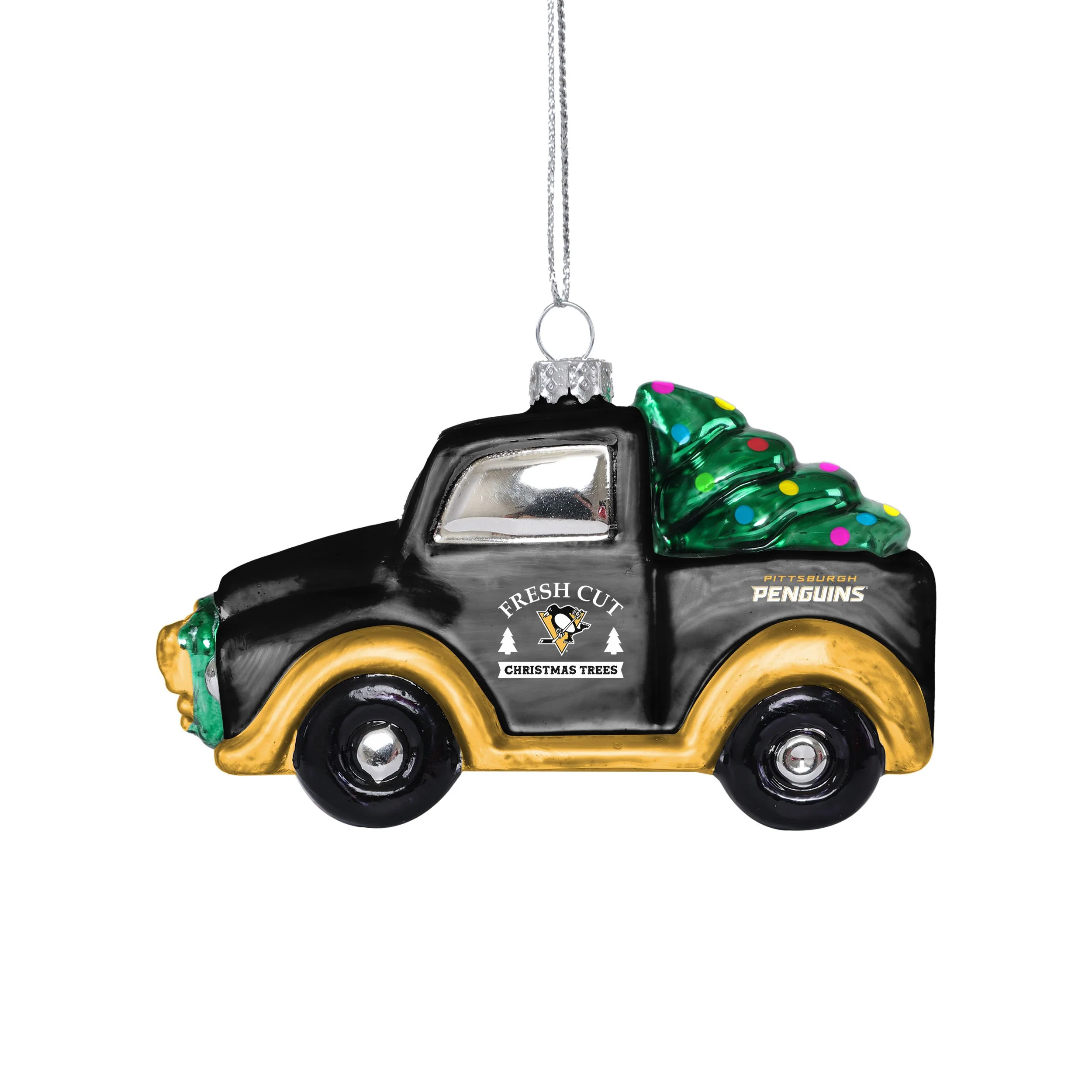 Pittsburgh Penguins NHL Blown Glass Truck Ornament