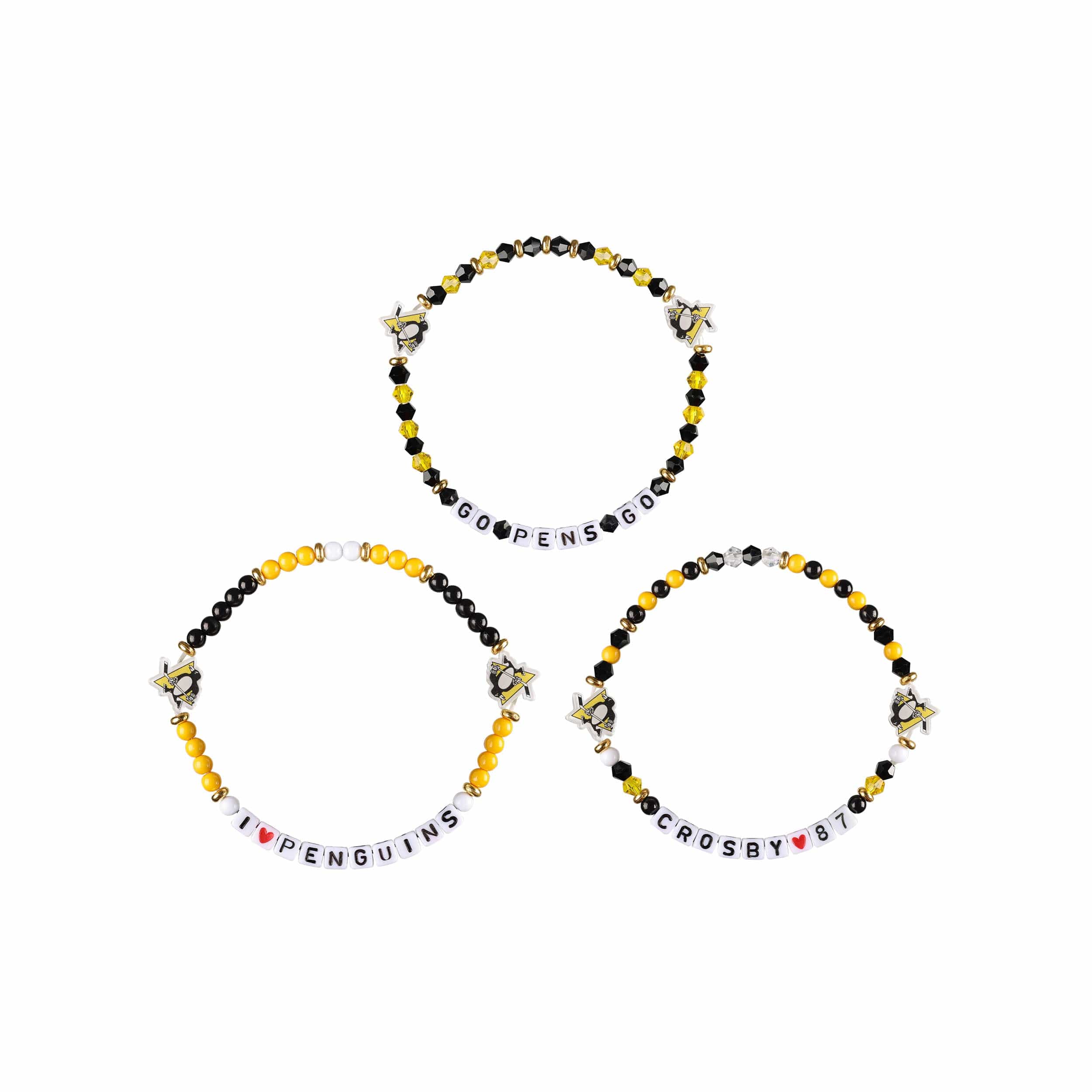 Pittsburgh Penguins NHL Sidney Crosby 3 Pack Player Friendship Bracelet - Image 3