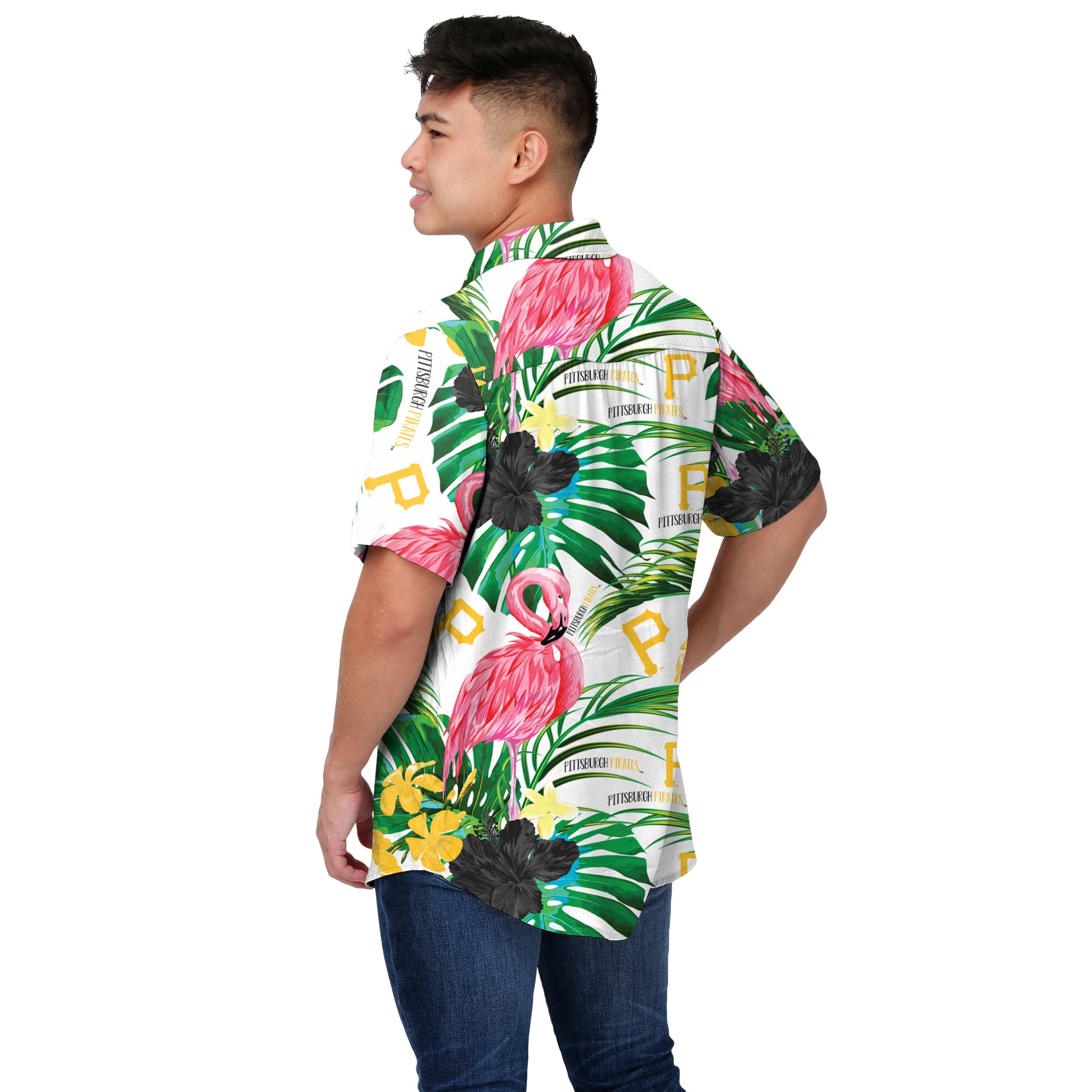 Pittsburgh Pirates MLB Mens Flamingo Button Up Shirt - Image 3