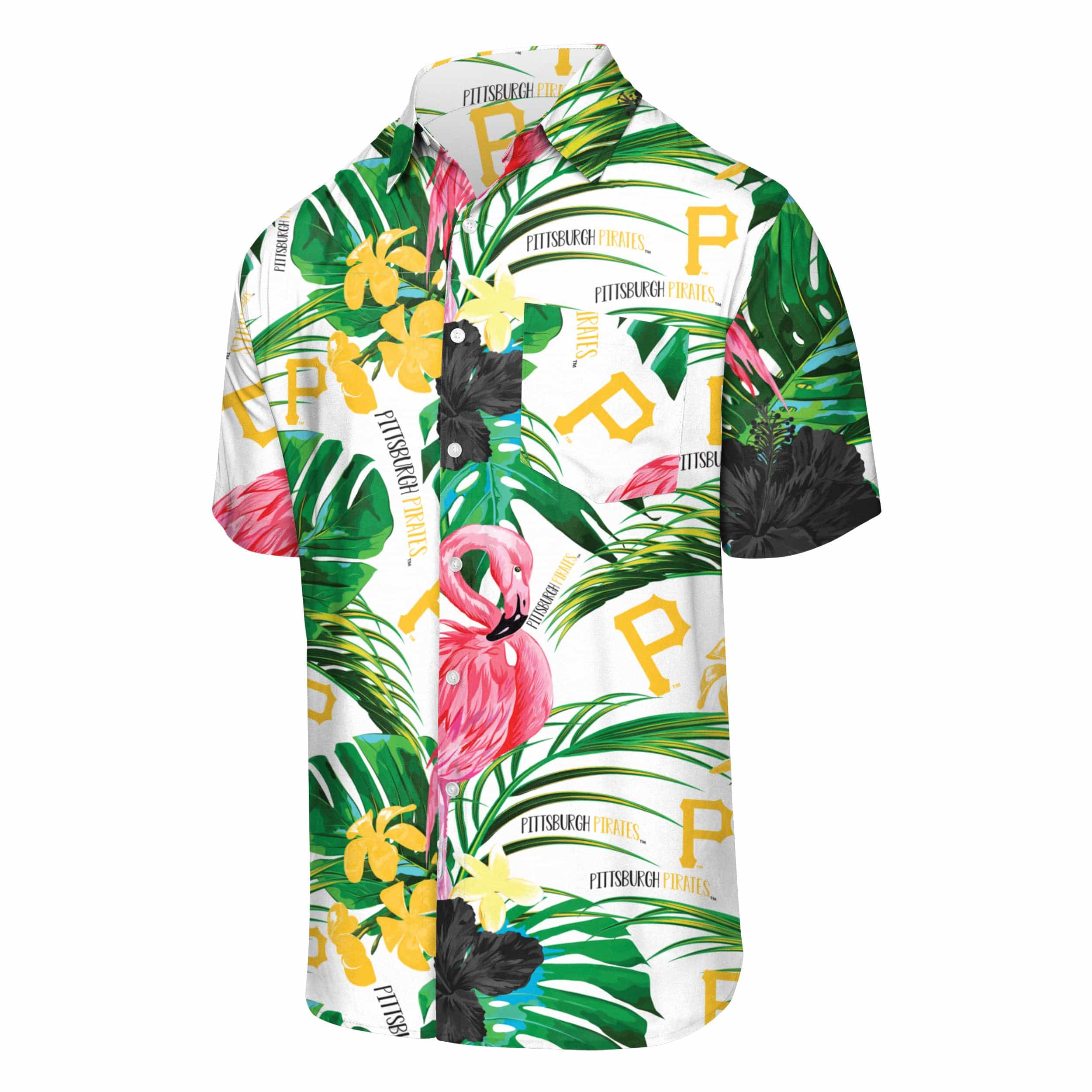 Pittsburgh Pirates MLB Mens Flamingo Button Up Shirt - Image 4