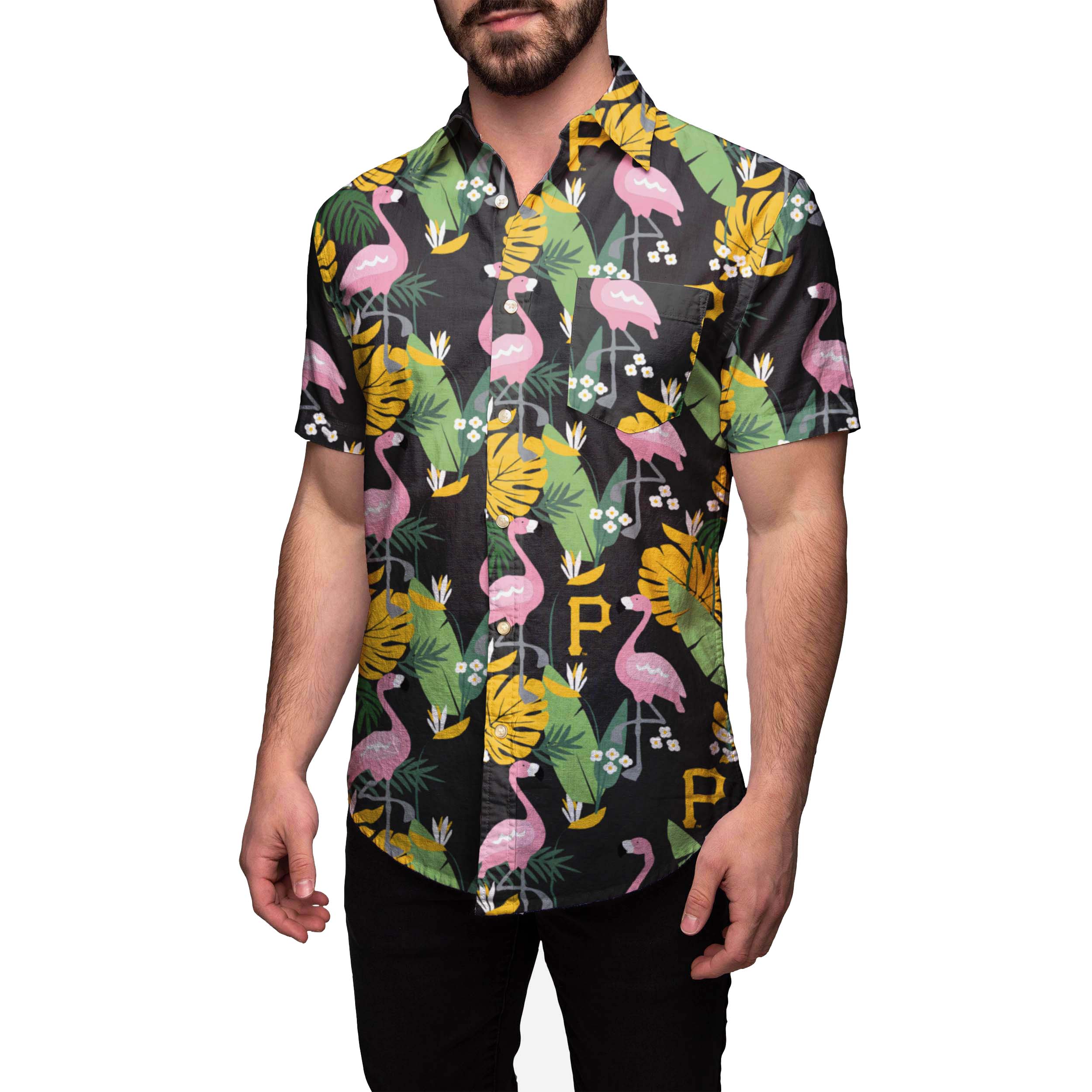 Pittsburgh Pirates MLB Mens Floral Button Up Shirt - Image 2