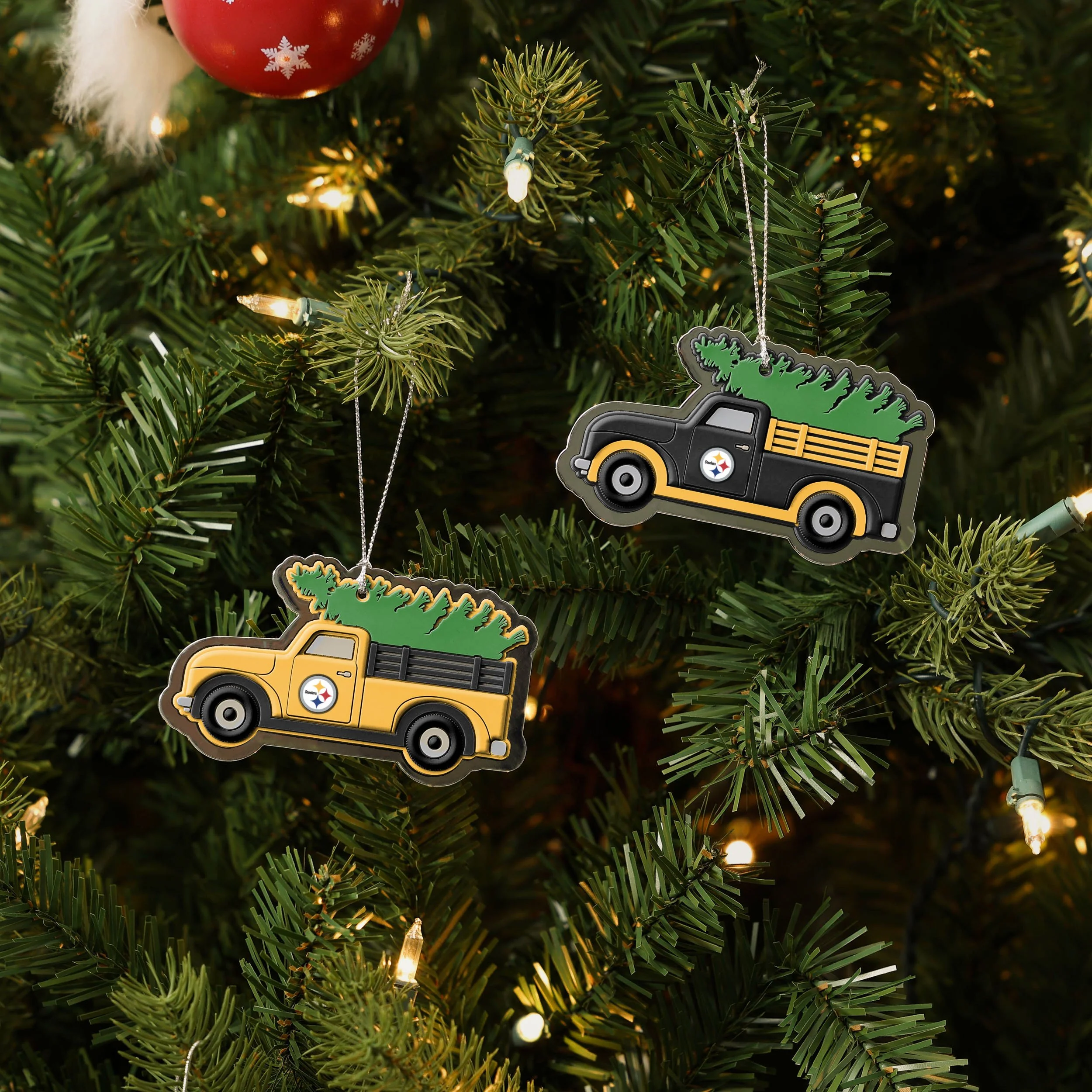 Pittsburgh Steelers NFL 2 Pack Flat Metal Truck Ornaments - Image 2