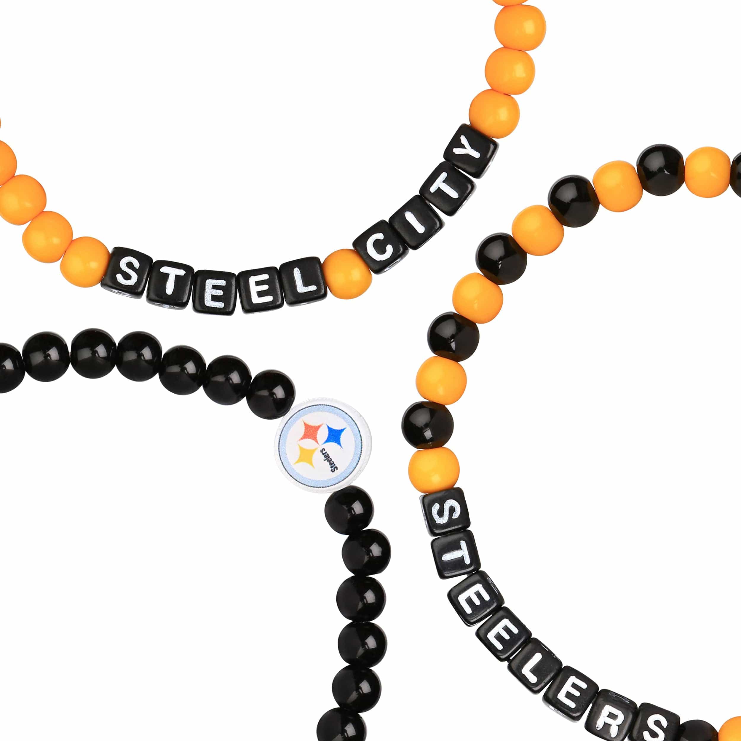 Pittsburgh Steelers NFL 3 Pack Beaded Friendship Bracelet - Image 2