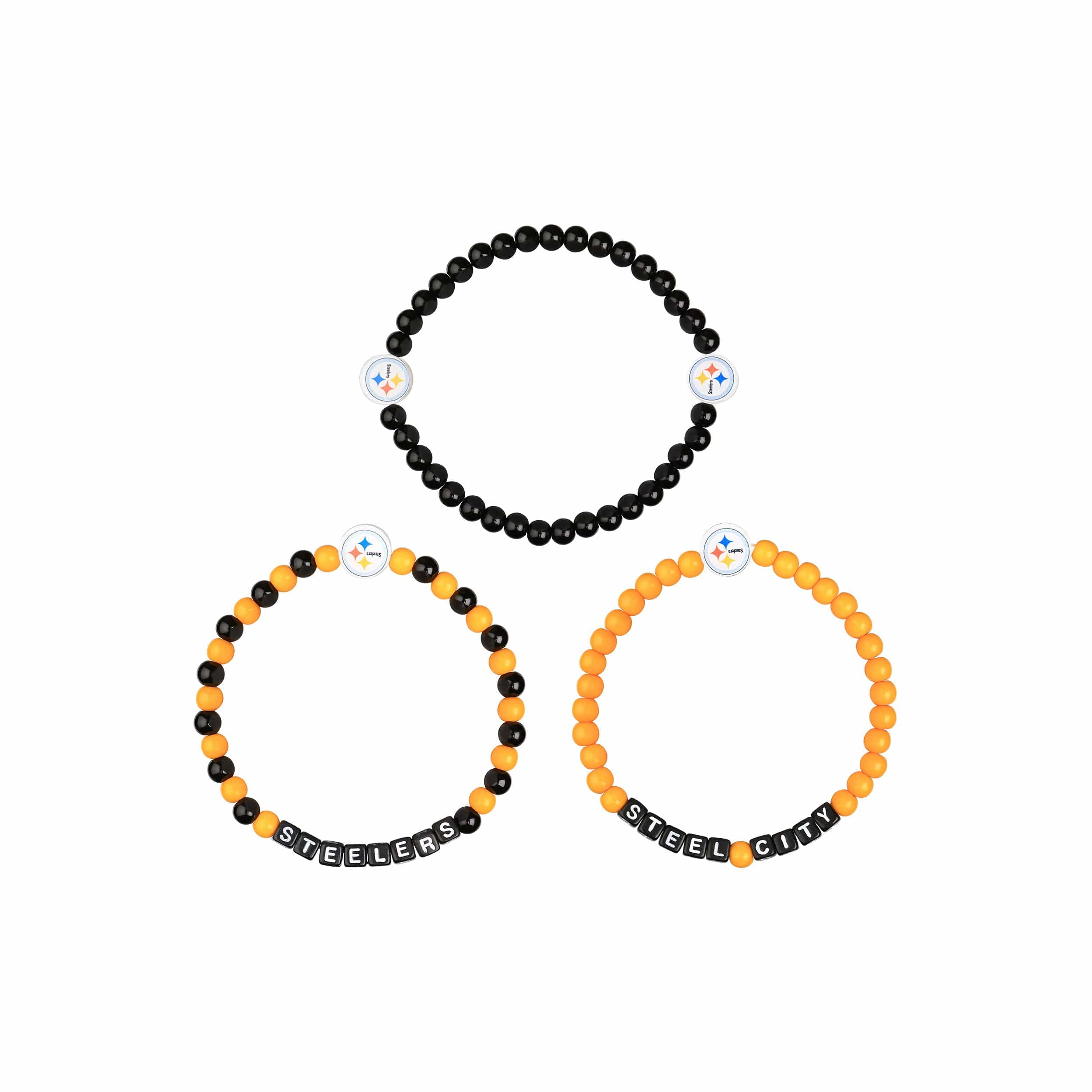 Pittsburgh Steelers NFL 3 Pack Beaded Friendship Bracelet - Image 3
