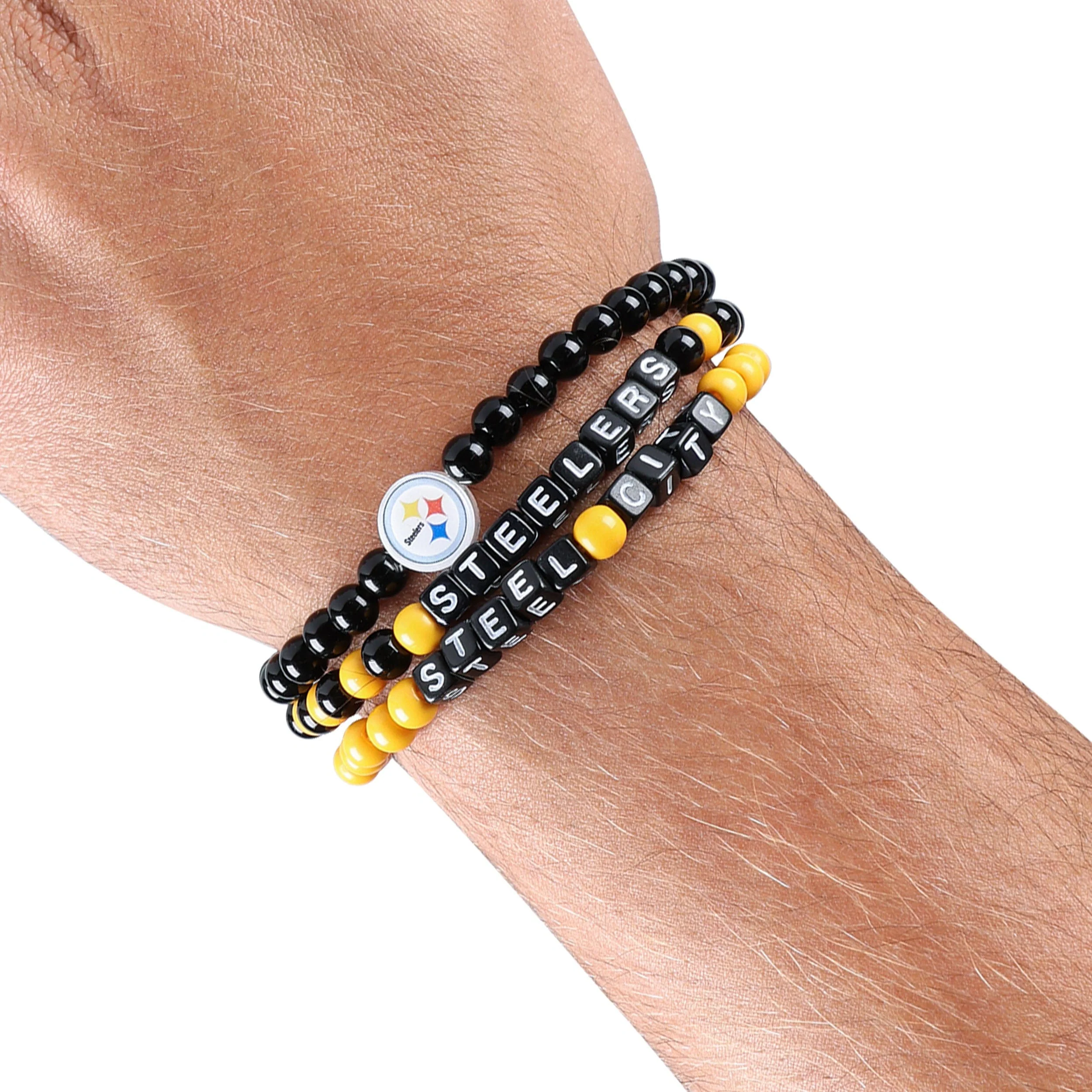 Pittsburgh Steelers NFL 3 Pack Beaded Friendship Bracelet - Image 4