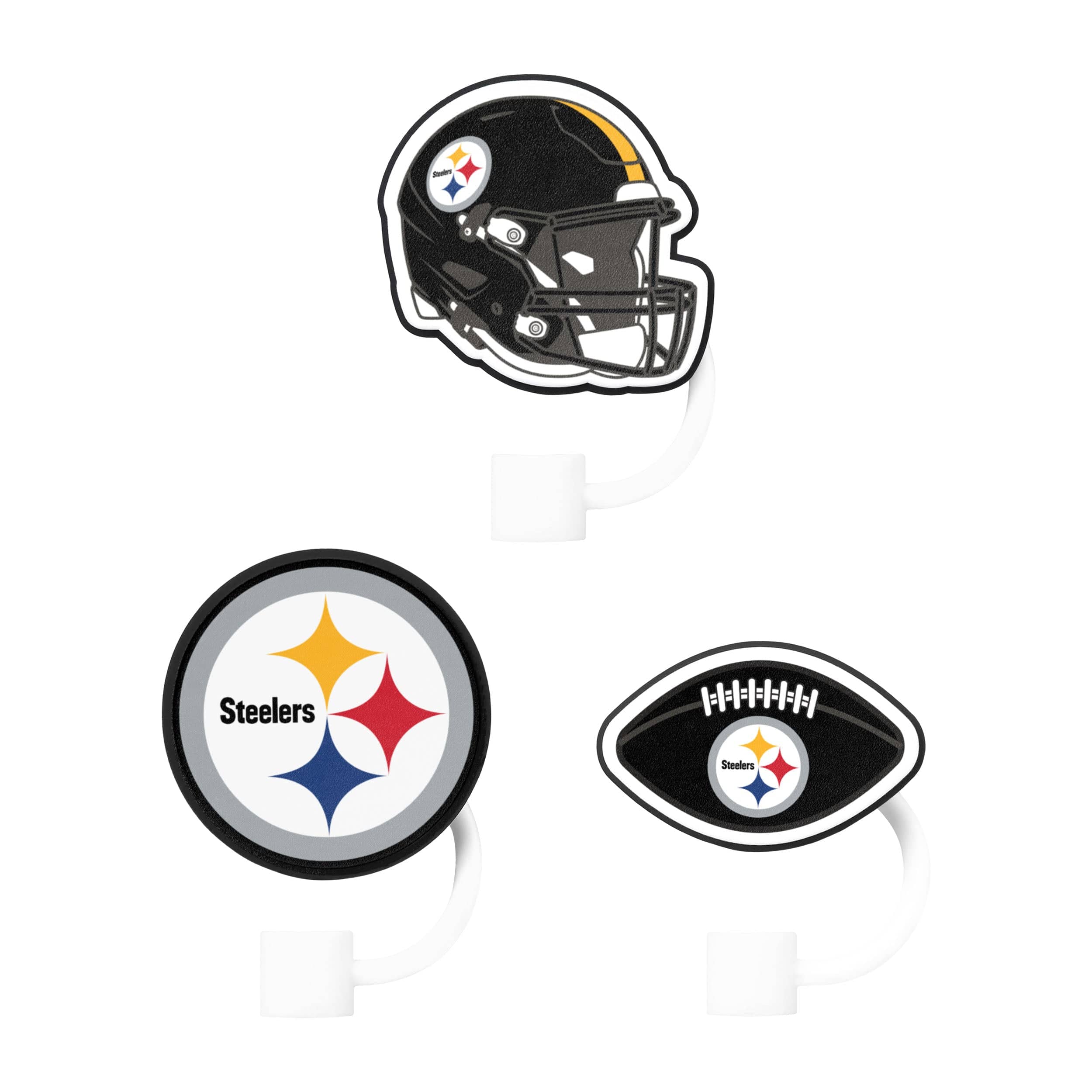 Pittsburgh Steelers NFL 3 Pack Primary Logo Straw Toppers