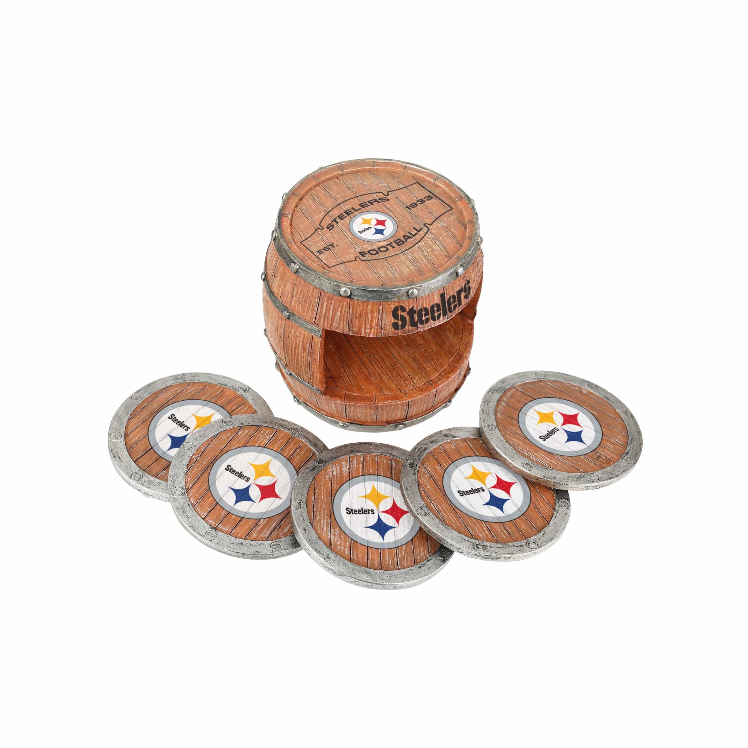 Pittsburgh Steelers NFL 5 Pack Barrel Coaster Set - Image 5