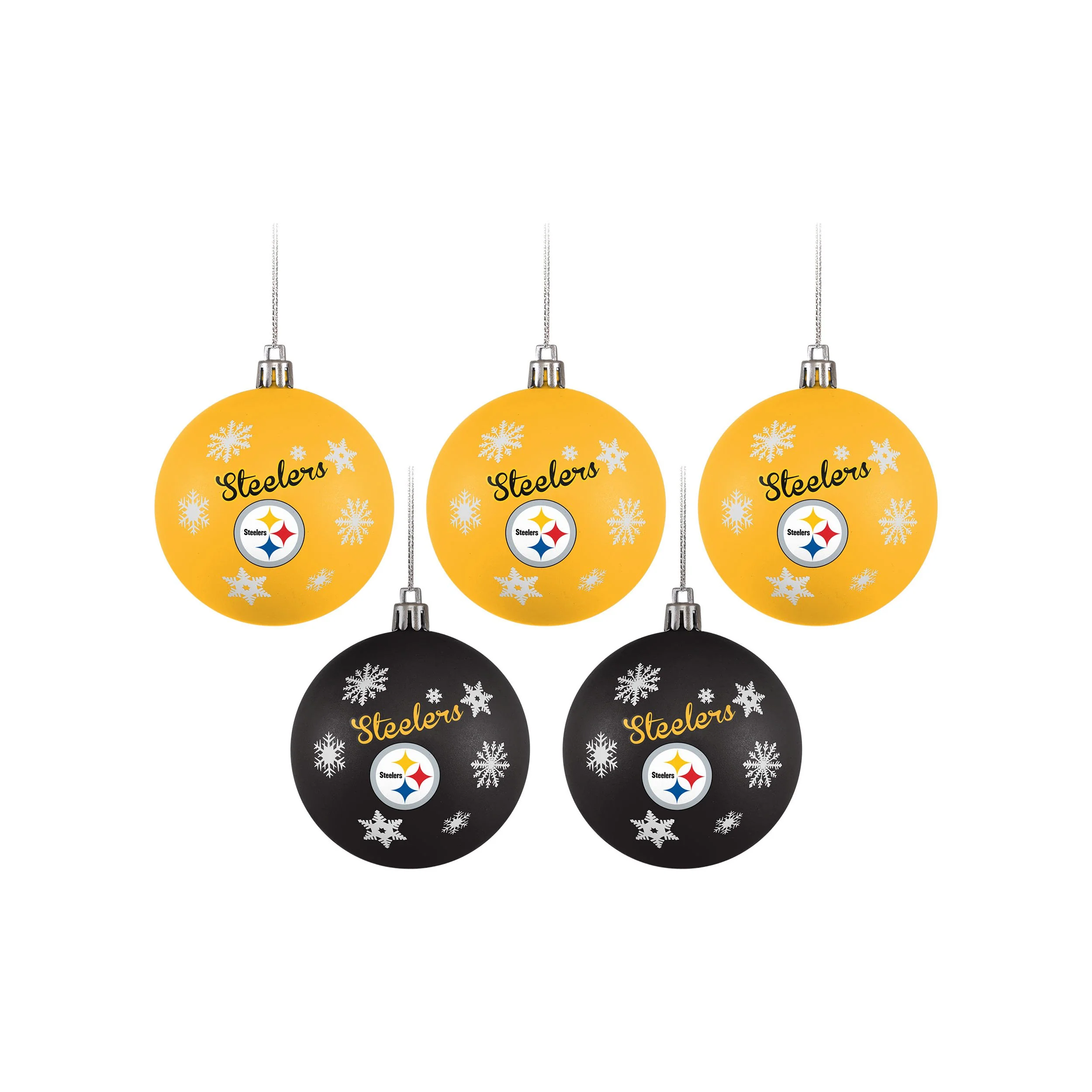 Pittsburgh Steelers NFL 5 Pack Shatterproof Ball Ornament Set