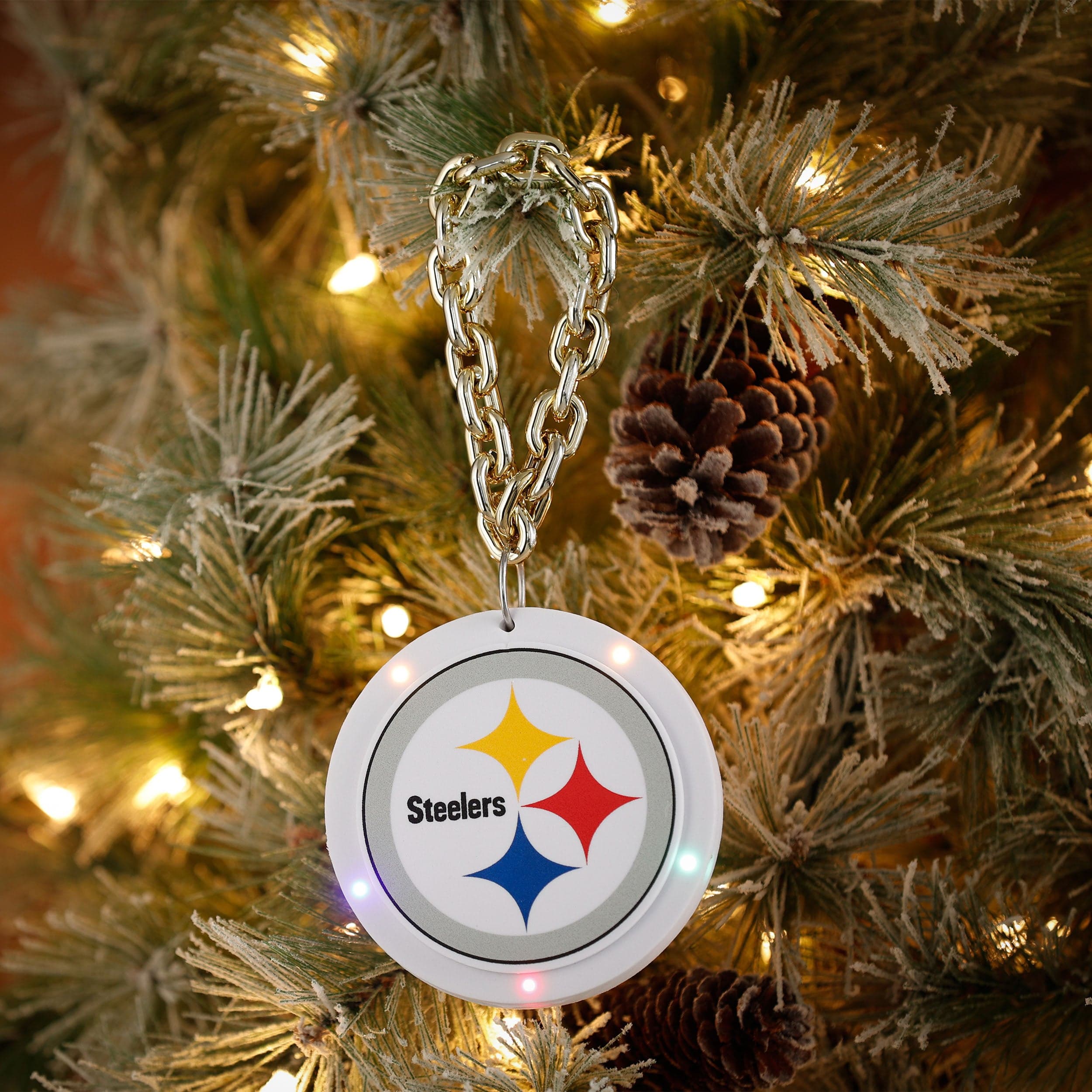 Pittsburgh Steelers NFL Big Logo Light Up Chain Ornament - Image 3