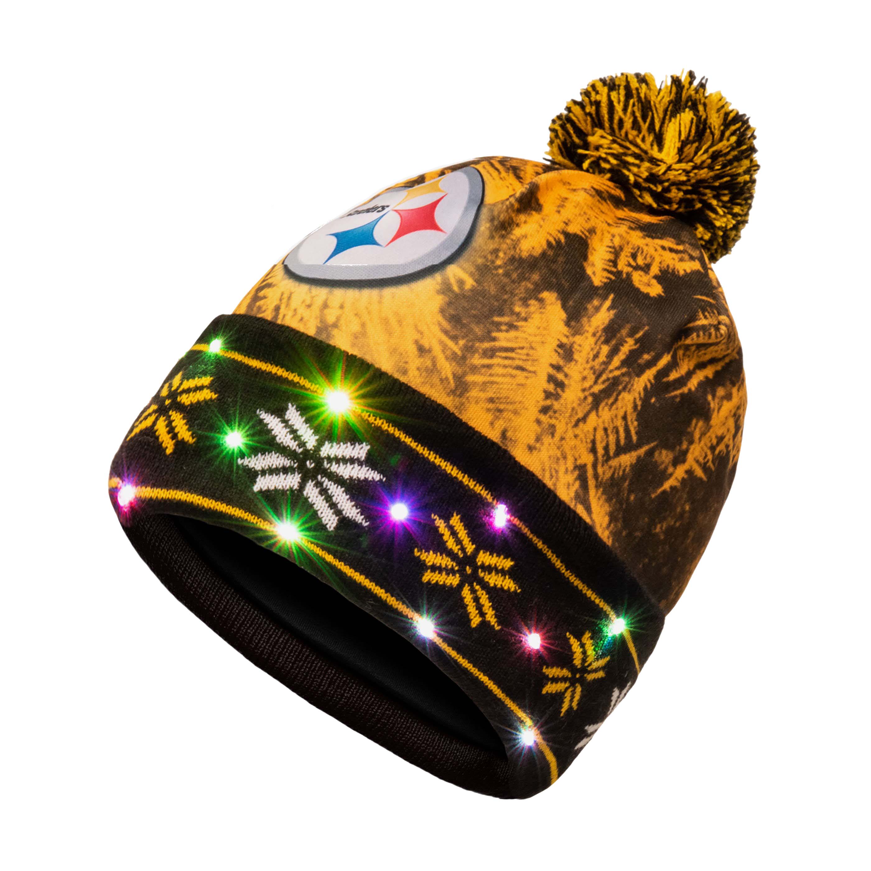 Pittsburgh Steelers NFL Big Logo Light Up Printed Beanie