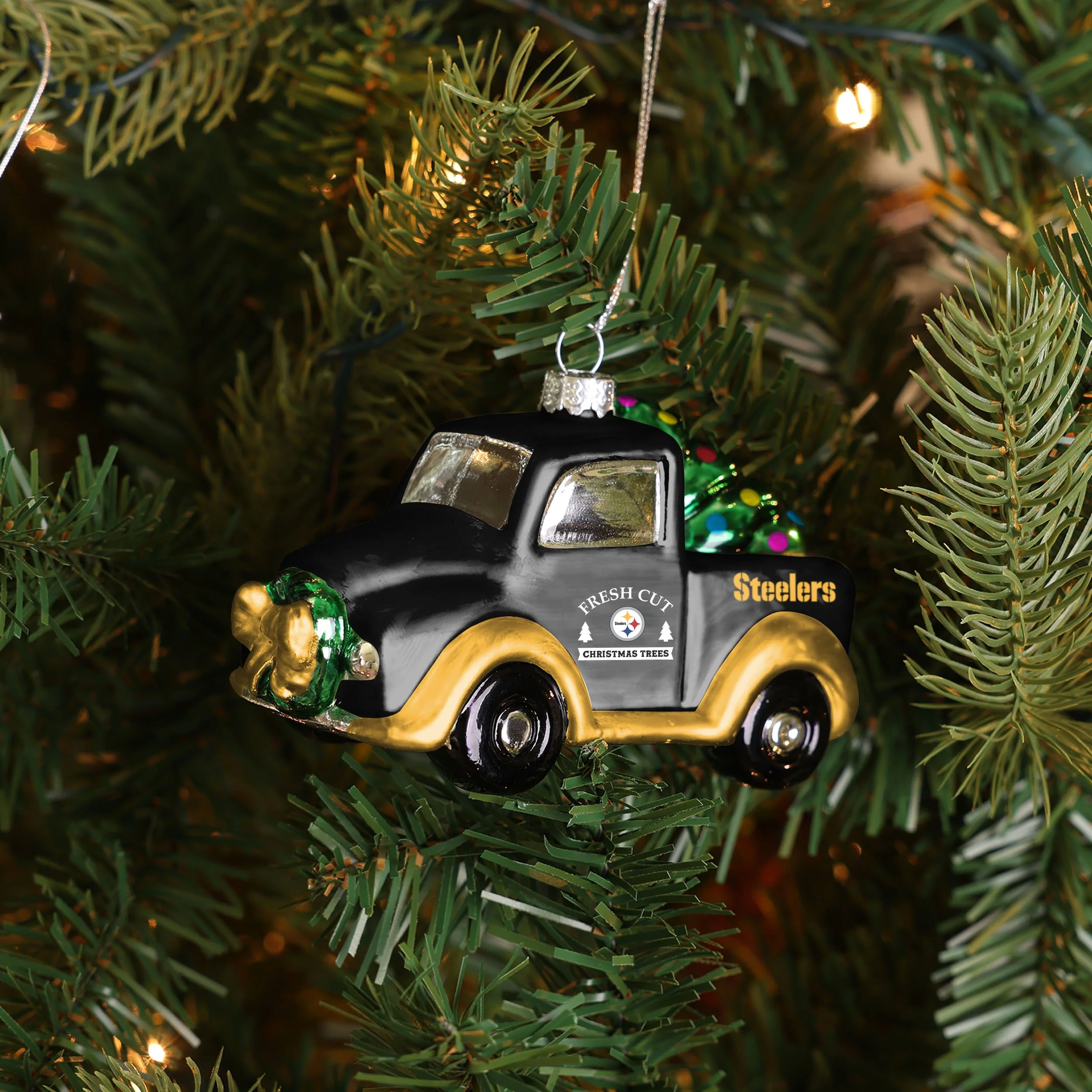 Pittsburgh Steelers NFL Blown Glass Truck Ornament - Image 3