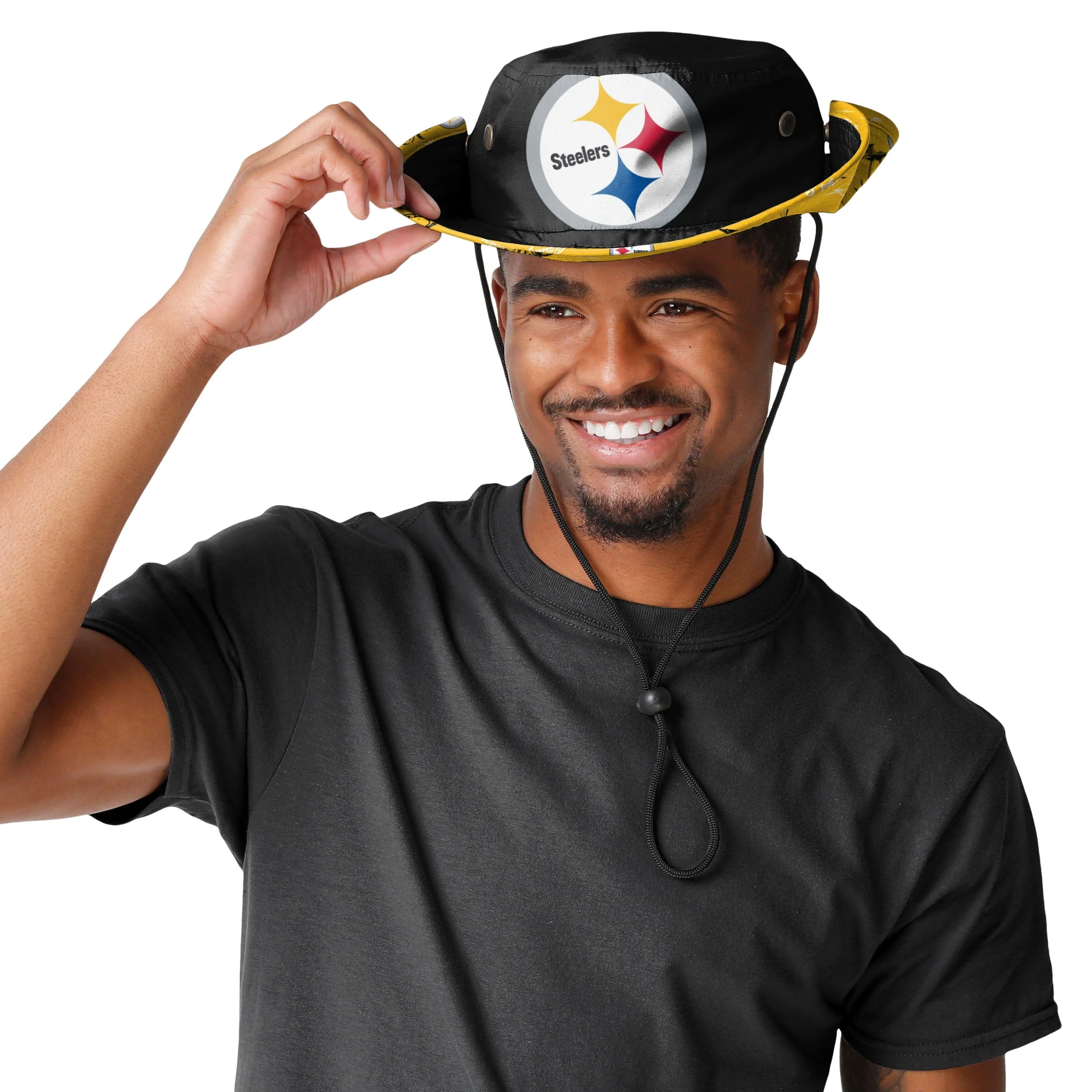 Pittsburgh Steelers NFL Cropped Big Logo Hybrid Boonie Hat - Image 3