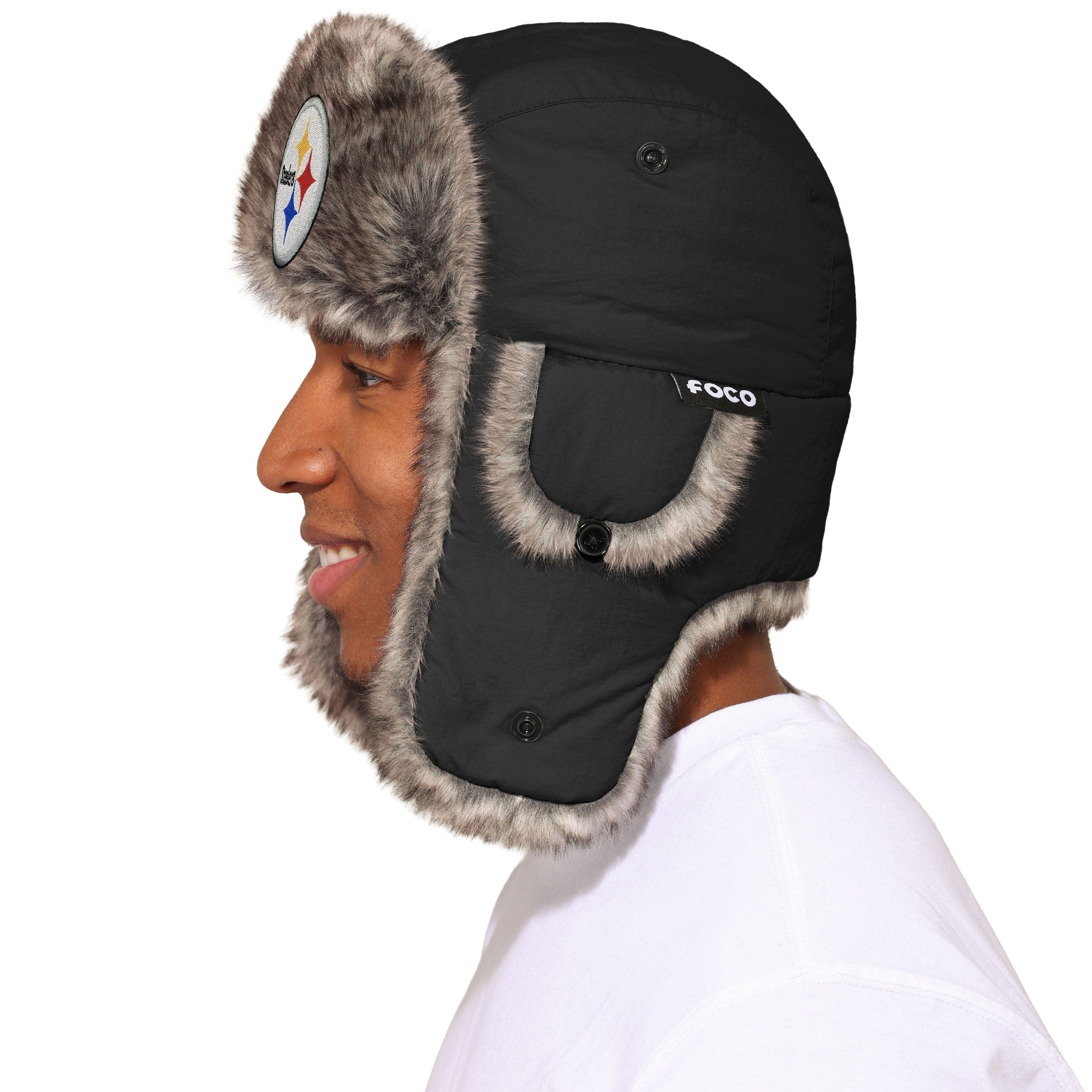 Pittsburgh Steelers NFL Faux Fur Trapper Hat - Image 2