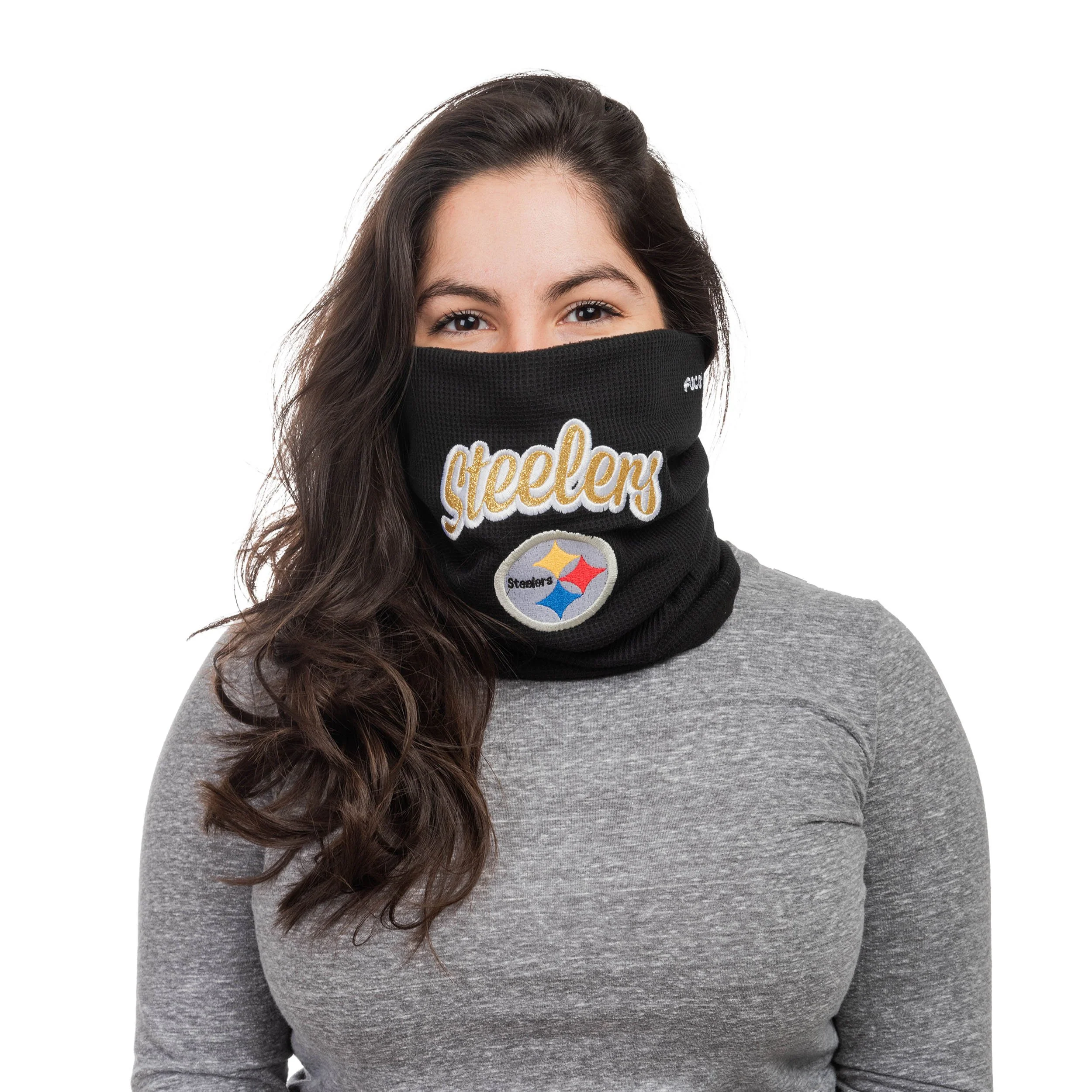 Pittsburgh Steelers NFL Glitter Waffle Gaiter Scarf - Image 3