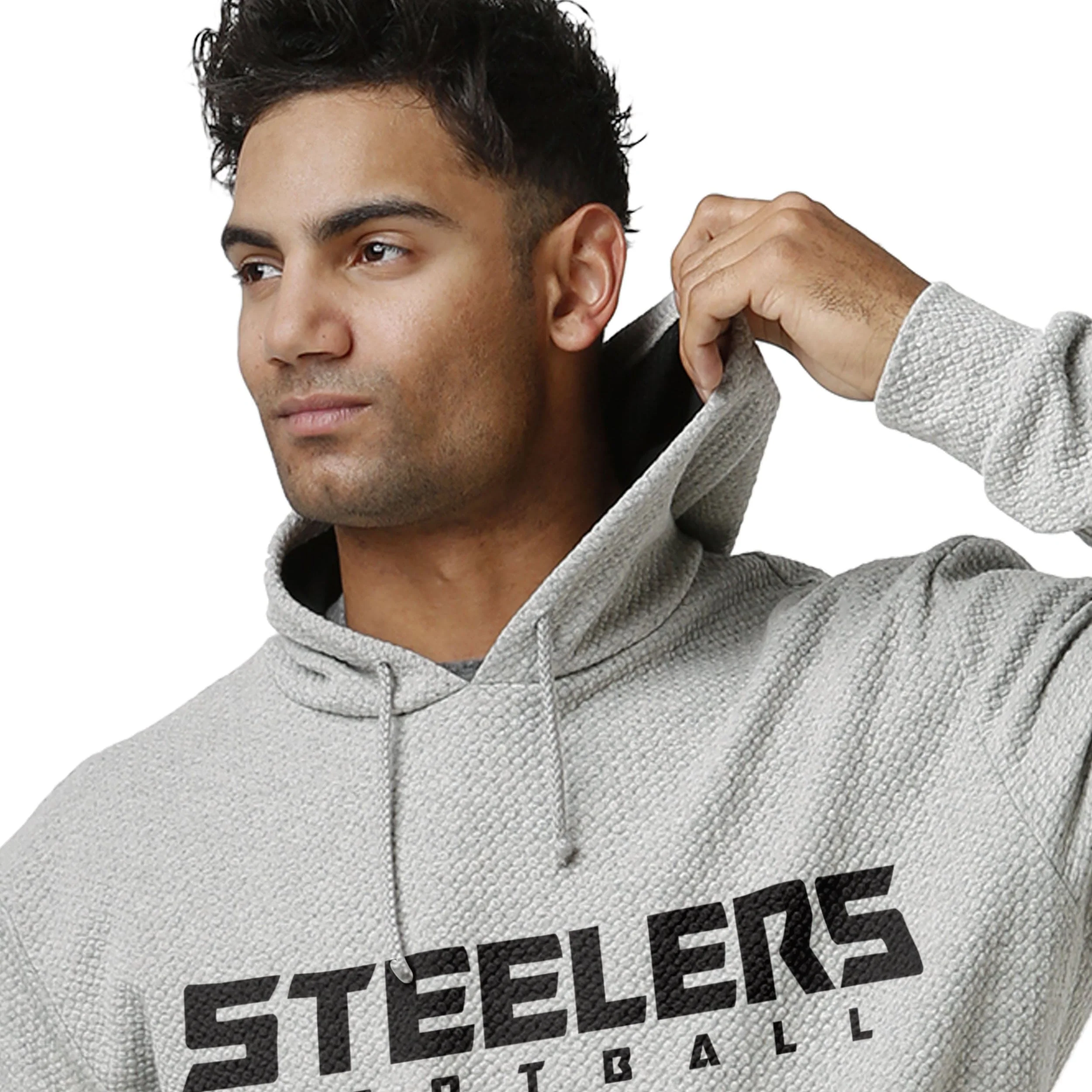 Pittsburgh Steelers NFL Mens Gray Woven Hoodie - Image 5