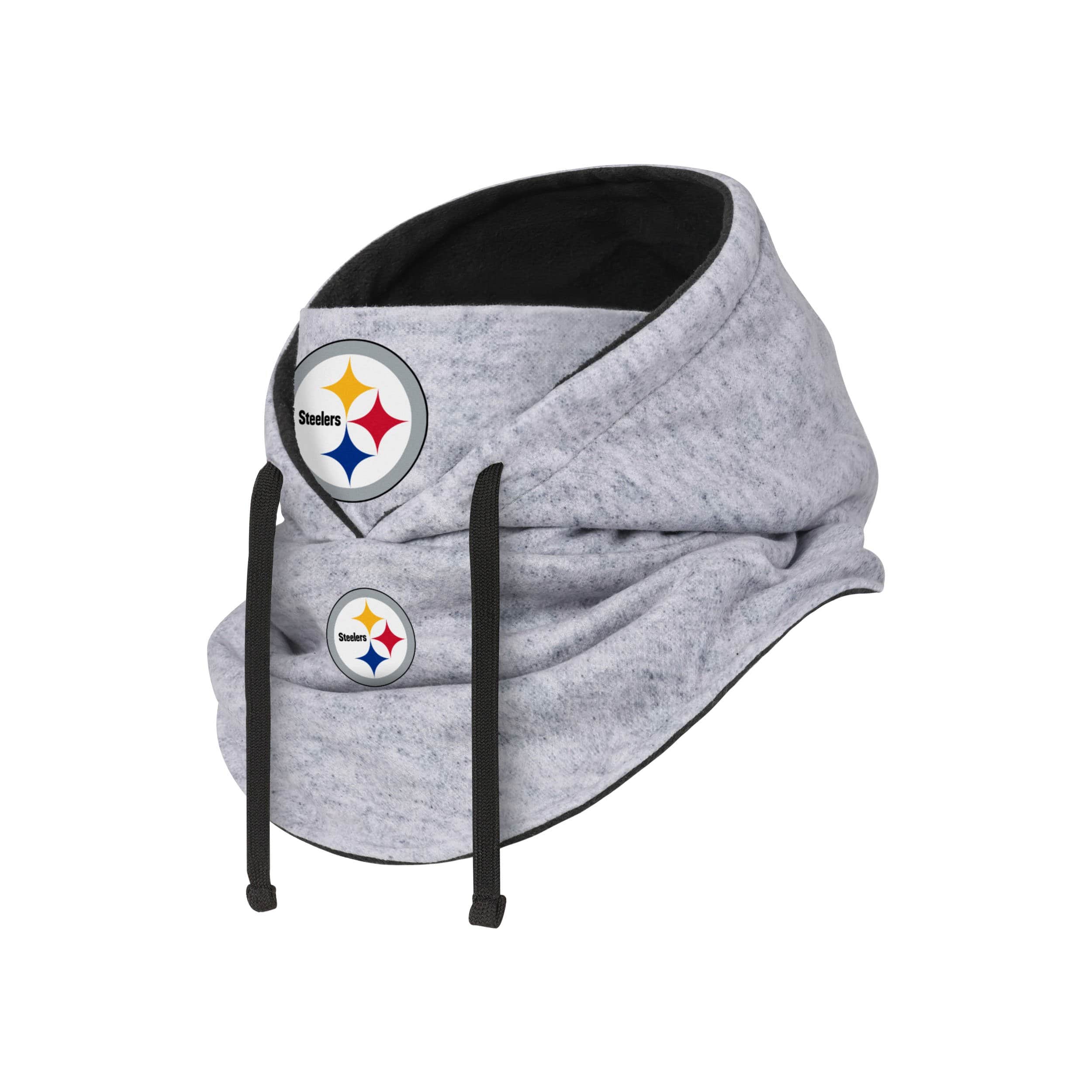 Pittsburgh Steelers NFL Heather Gray Drawstring Hooded Gaiter Scarf - Image 2