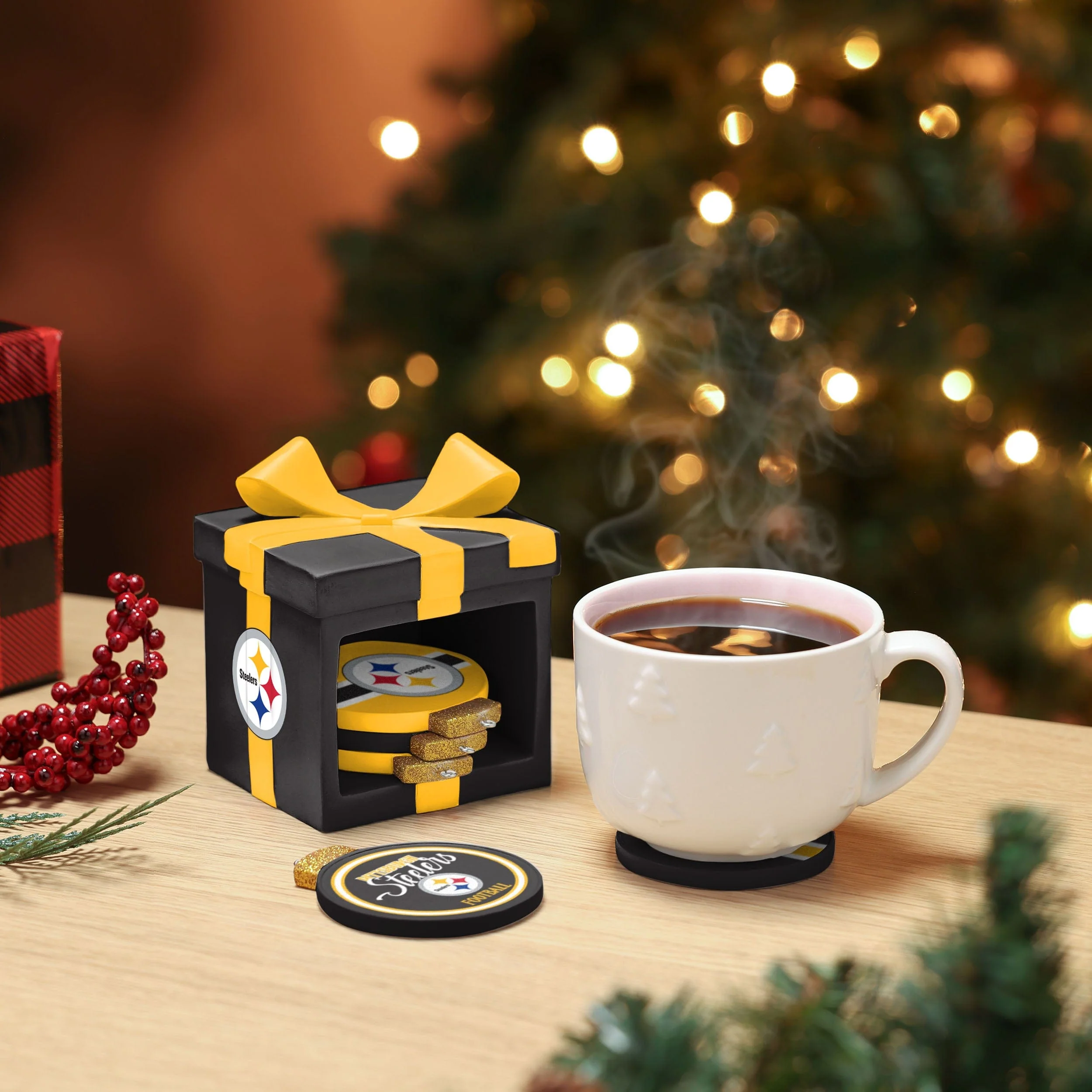 Pittsburgh Steelers NFL Holiday 5 Pack Coaster Set - Image 2