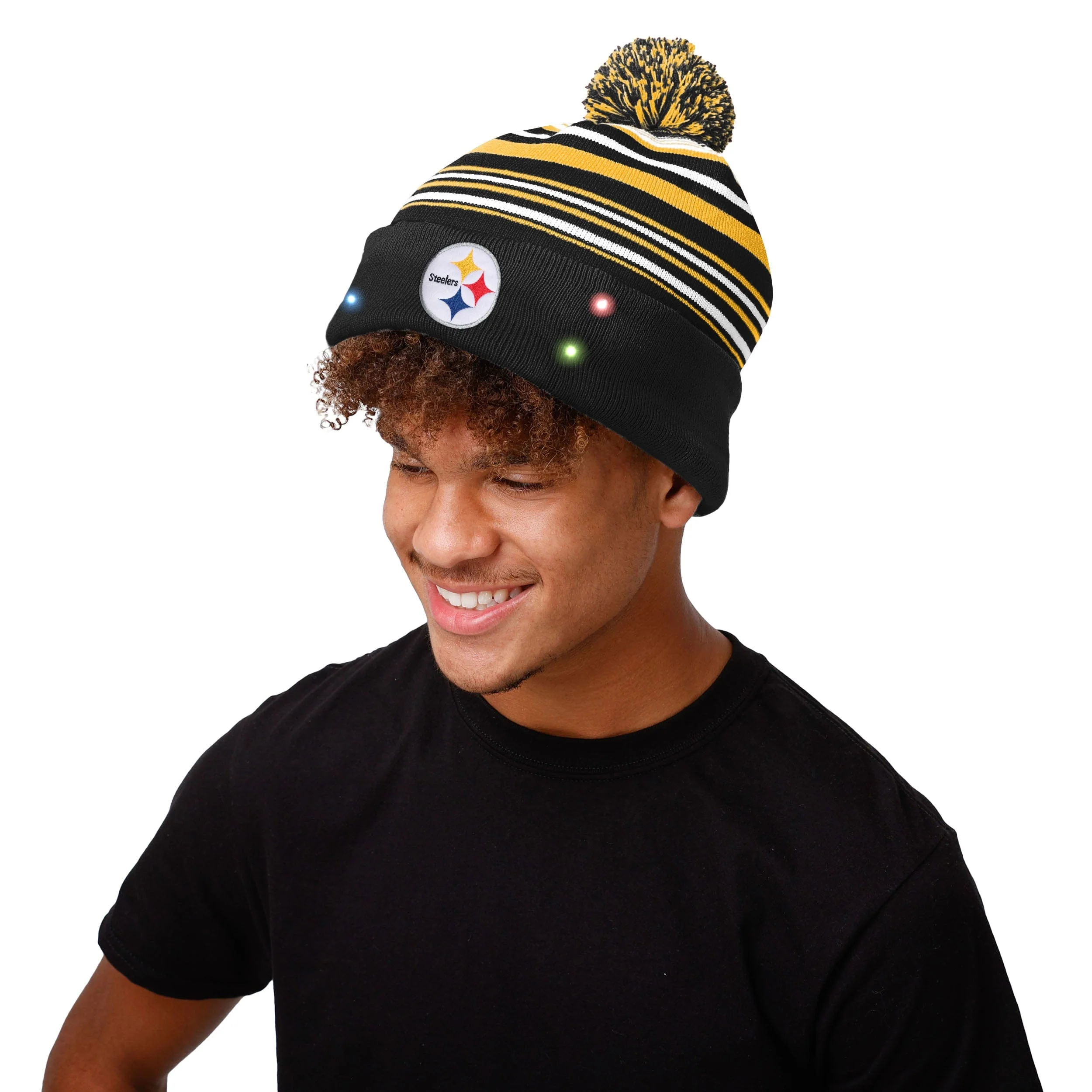 Pittsburgh Steelers NFL Horizontal Stripe Light Up Beanie - Image 3