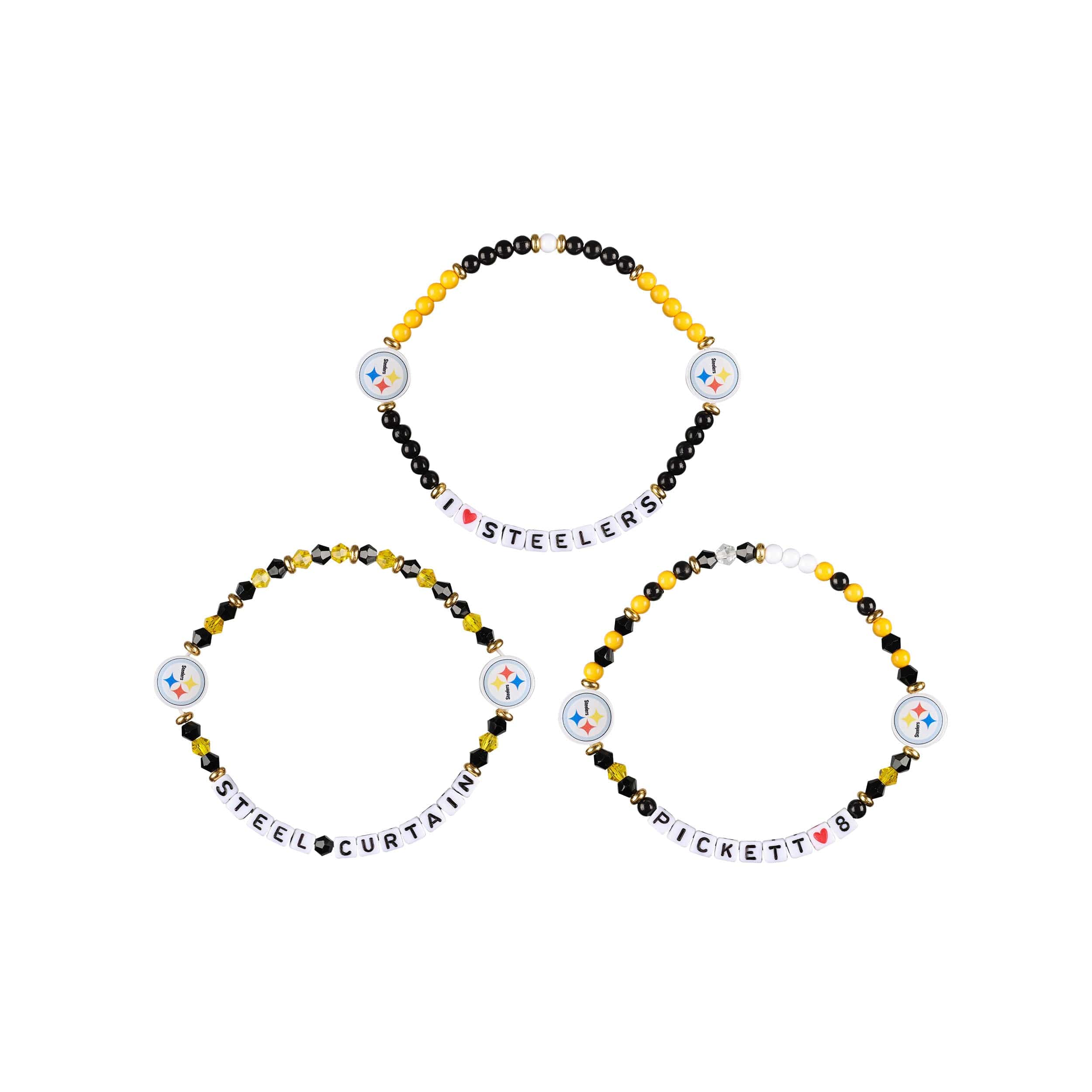 Pittsburgh Steelers NFL Kenny Pickett 3 Pack Player Friendship Bracelet - Image 3